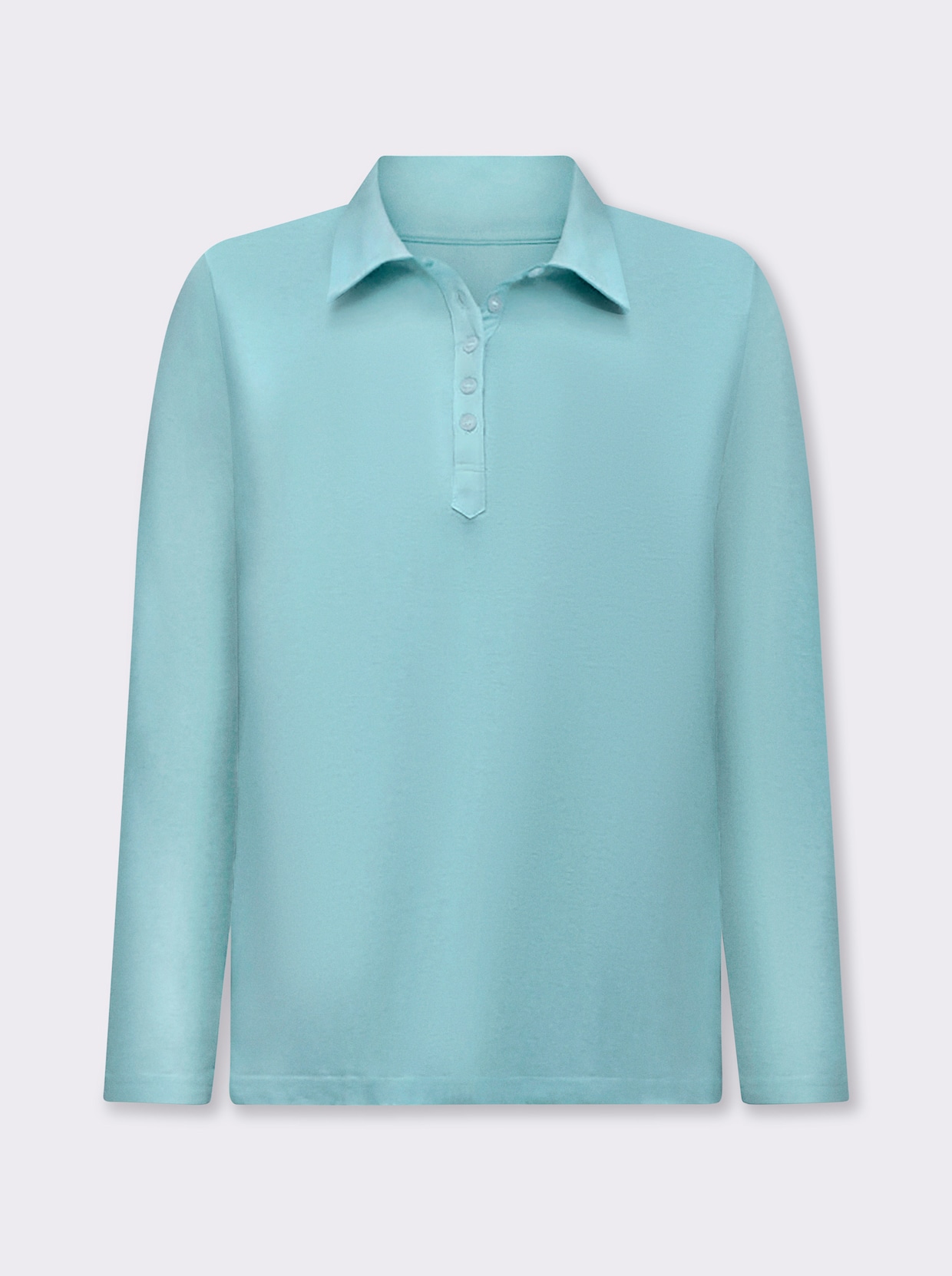 Langarm-Poloshirt in reiner Baumwoll-Qualität - türkis