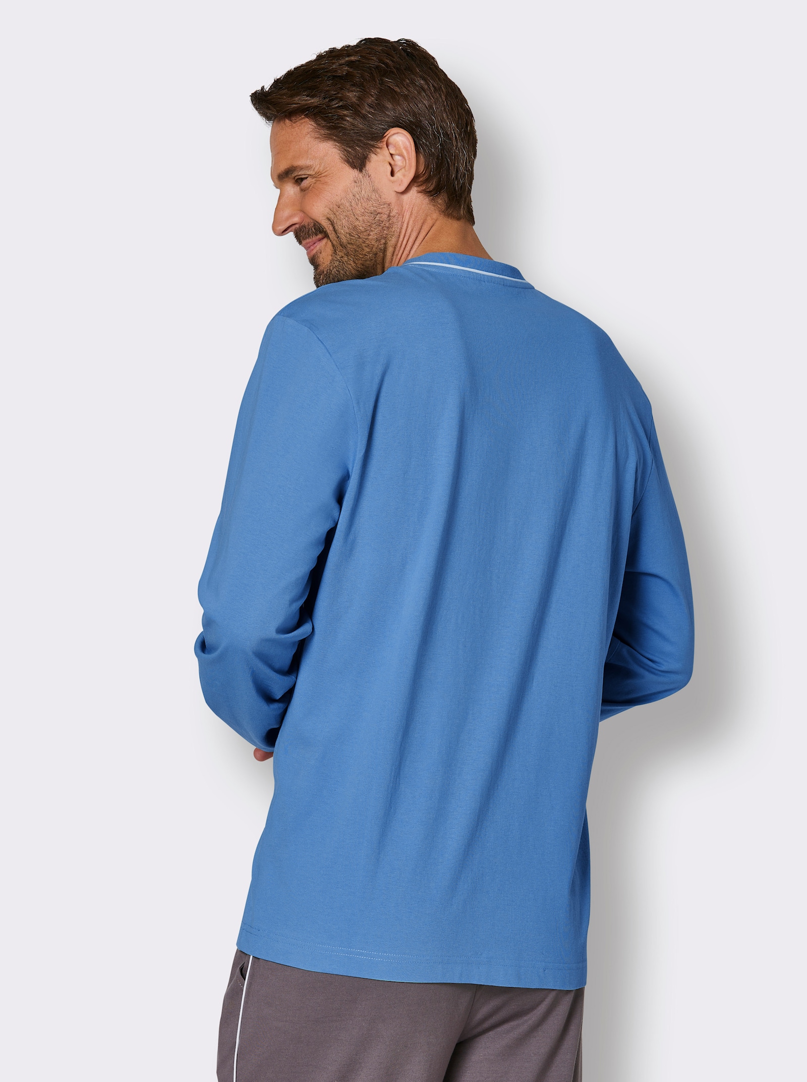 wäschepur men Schlafanzug-Shirt - mittelblau
