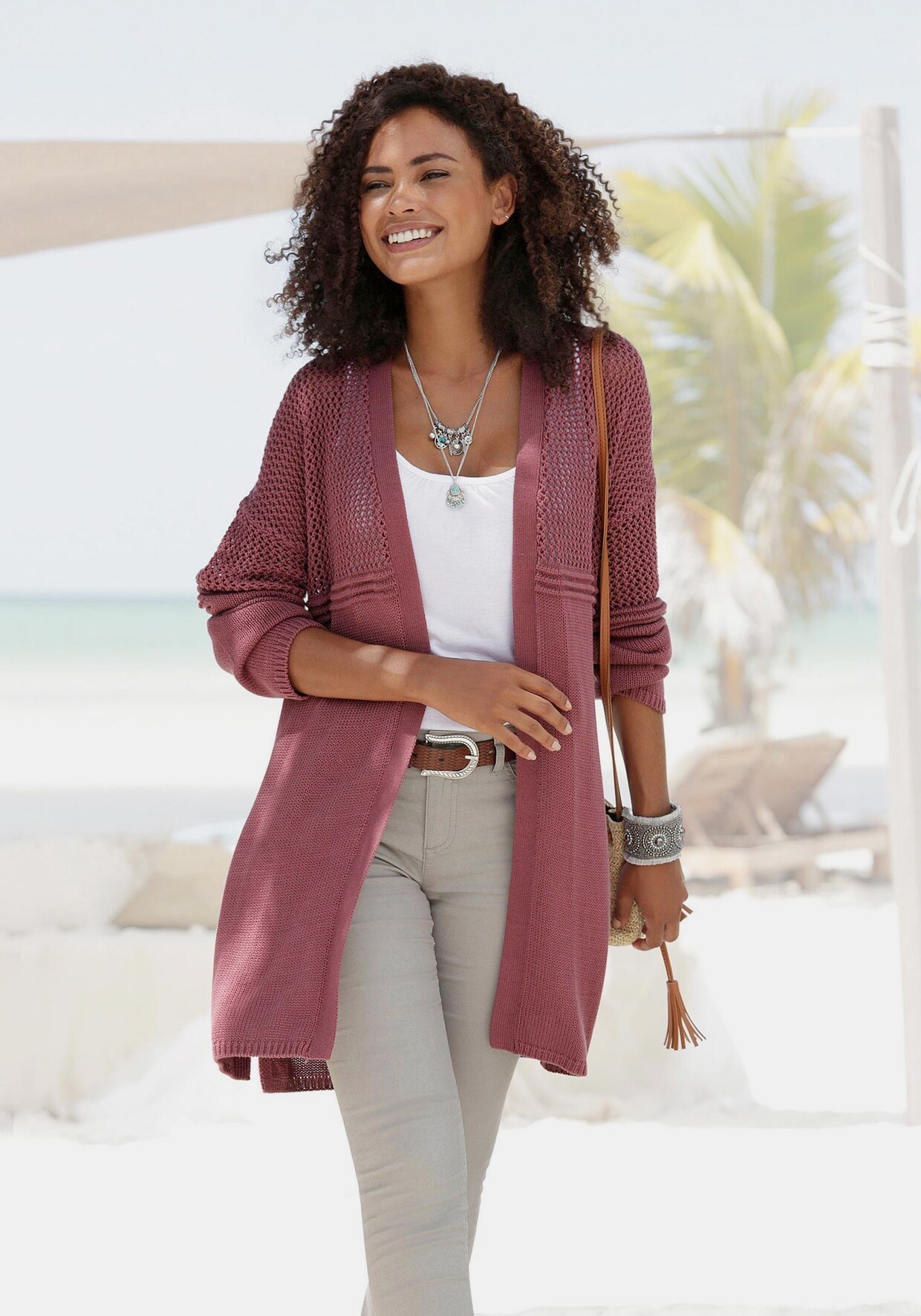 LASCANA Longstrickjacke - mauve