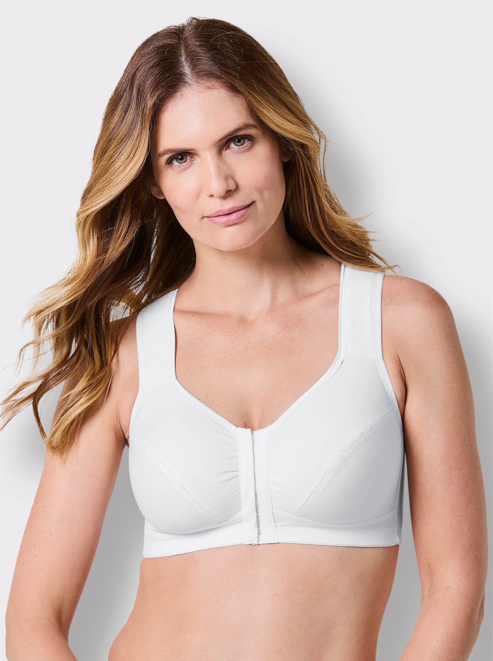 Vorderverschluss-BH ohne Bügel - weiß