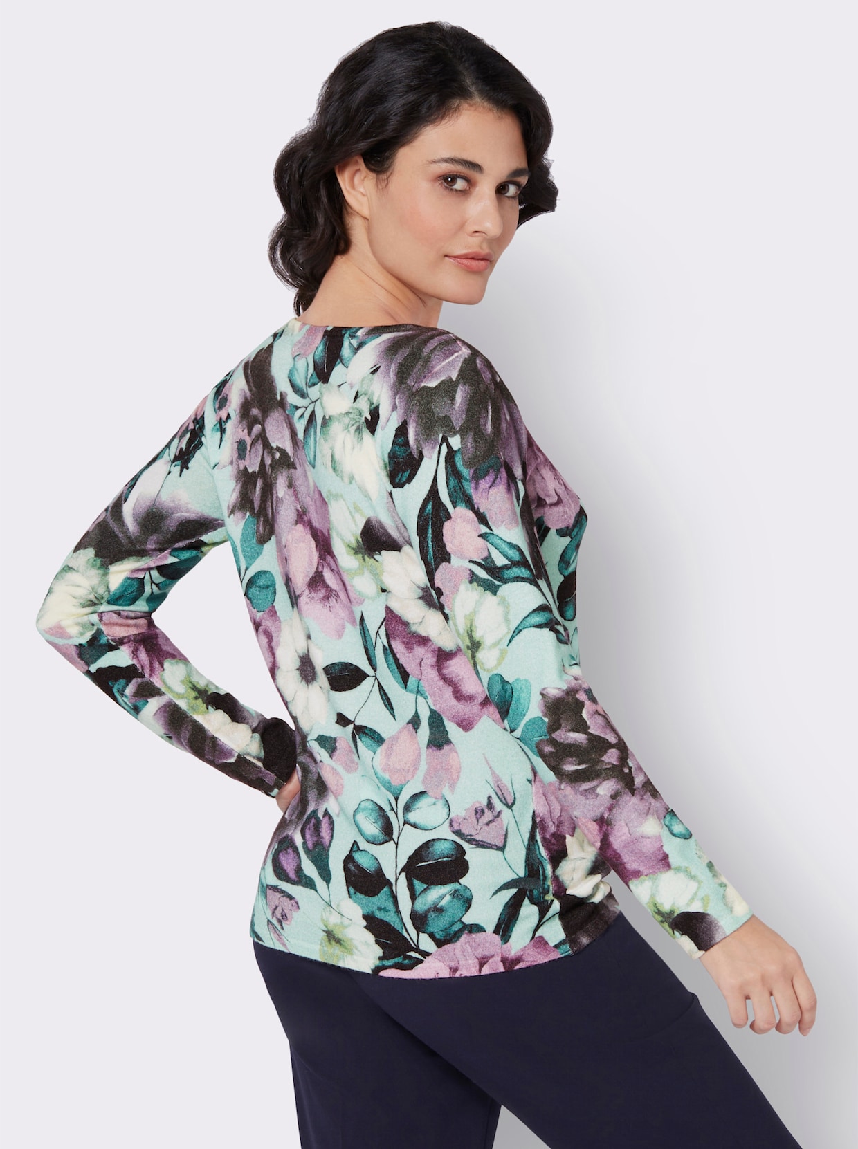 Pullover met lange mouwen - kalkmint/mauve bedrukt