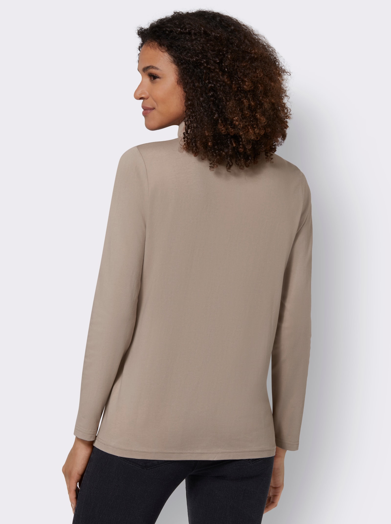 Rollkragenshirt mit langen Ärmeln - sesam