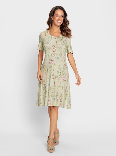 Jerseykleid mit Blümchen-Druck - pistazie-bedruckt