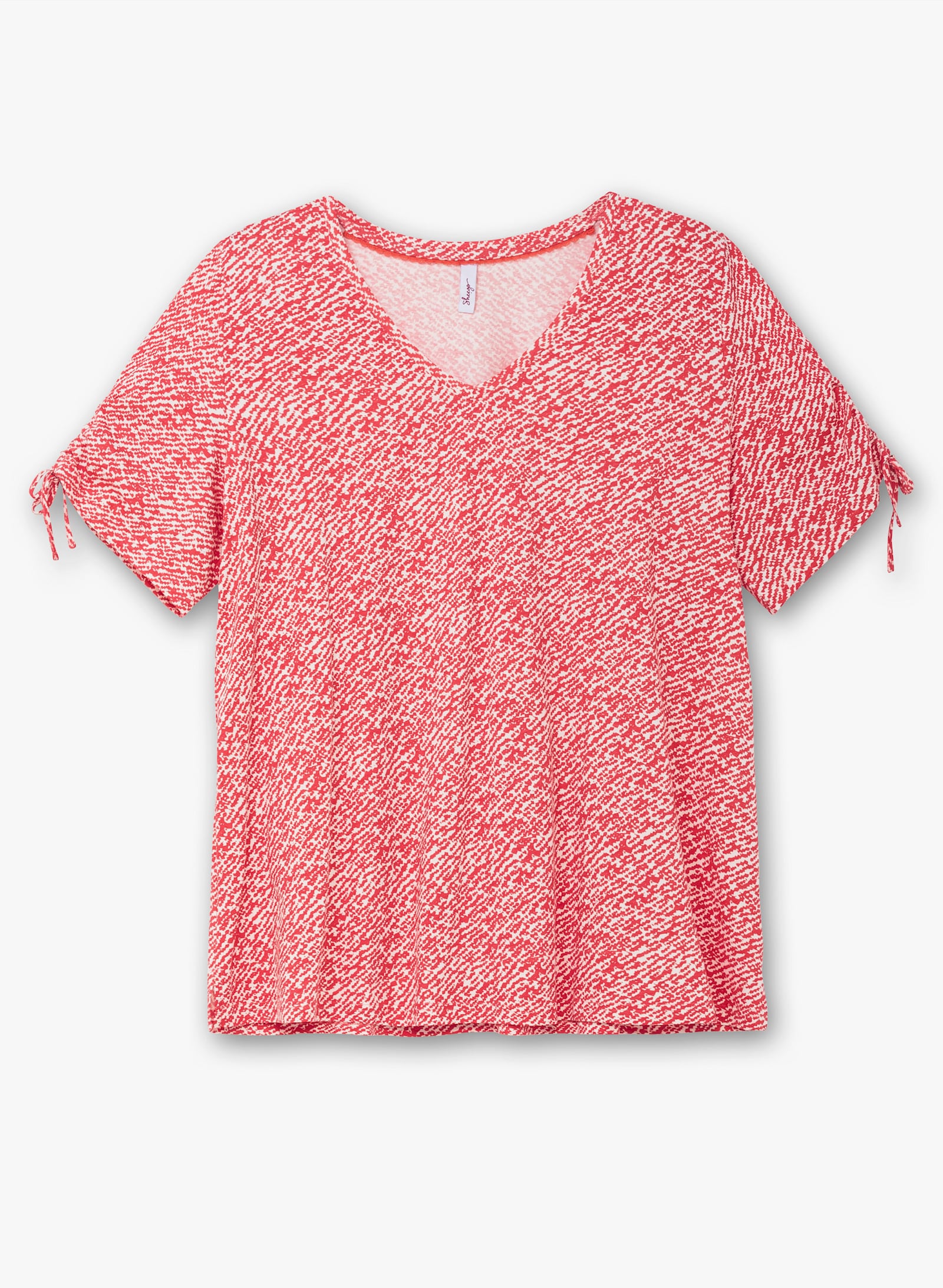 sheego T-Shirt im Doppelpack, mit Tunnelzug am Ärmel - schwarz+hummer gemustert