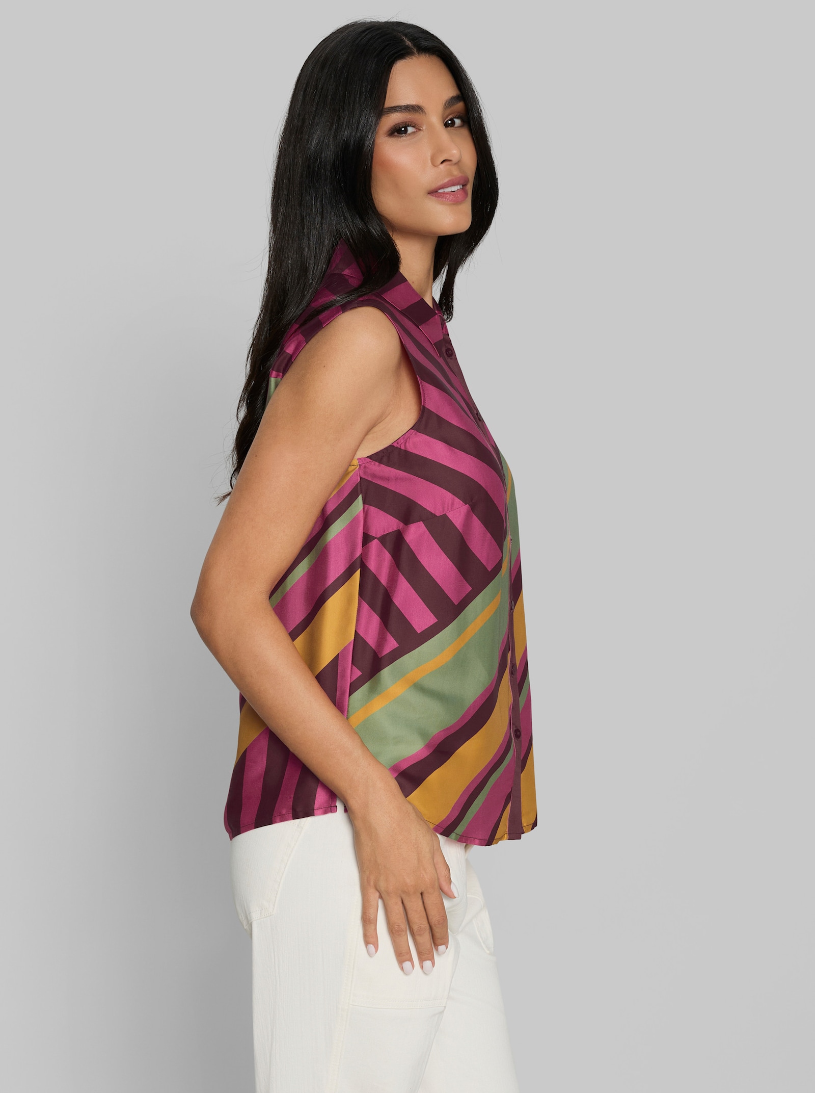 heine Blusentop aus Viskose - burgund-fuchsia-bedruckt