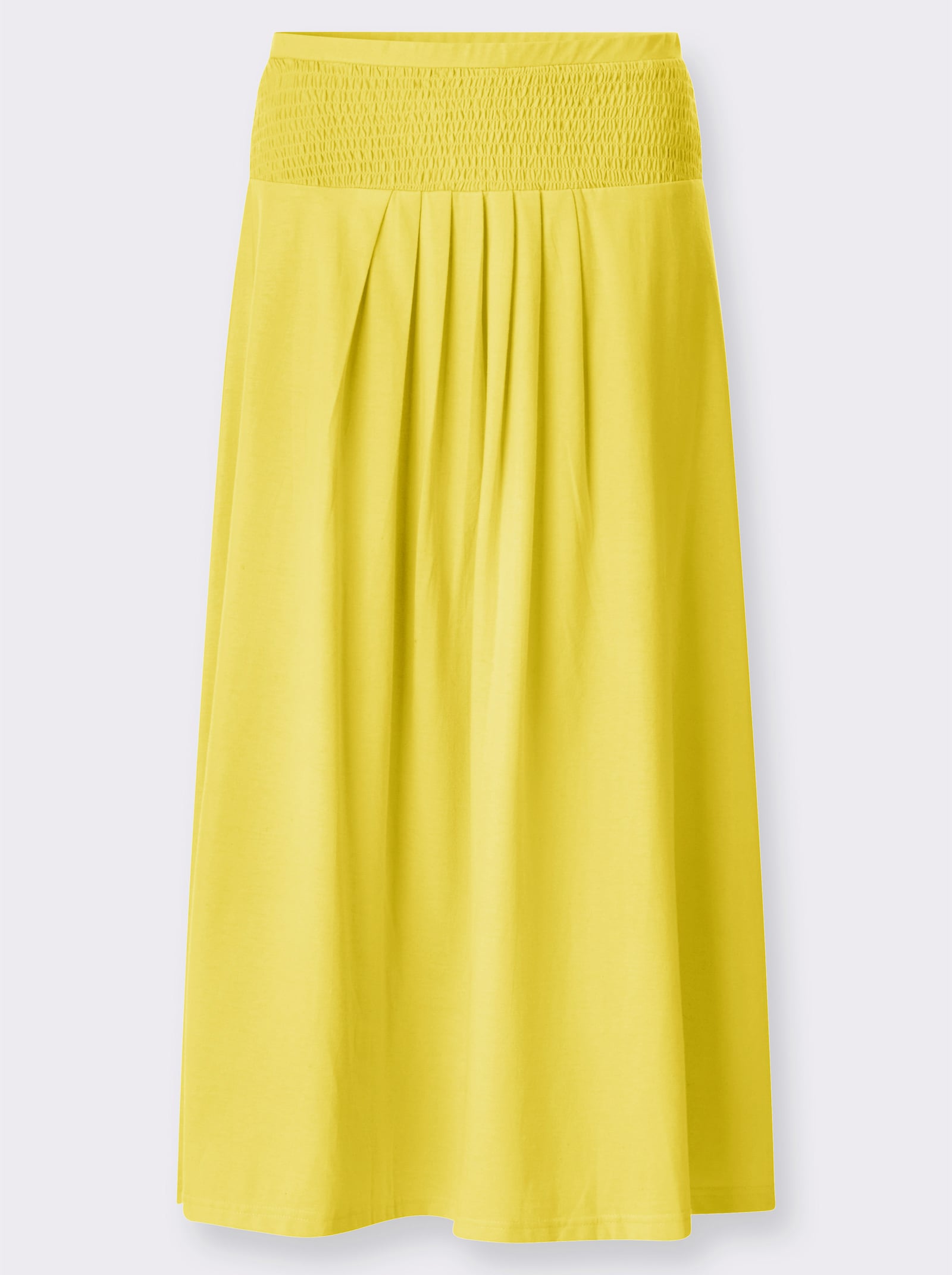 Jerseyrock mit hohem, gesmoktem Bund - limone