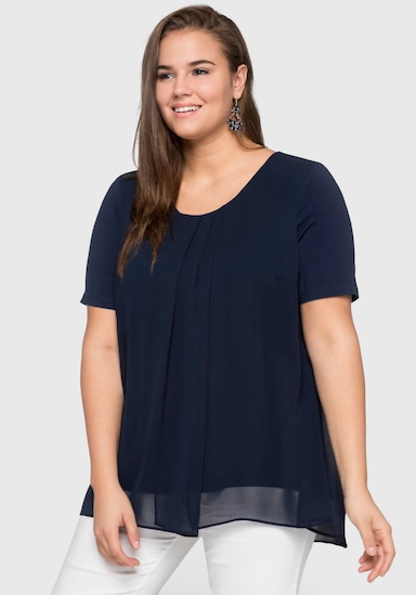 sheego Blusenshirt im Lagenlook - marine