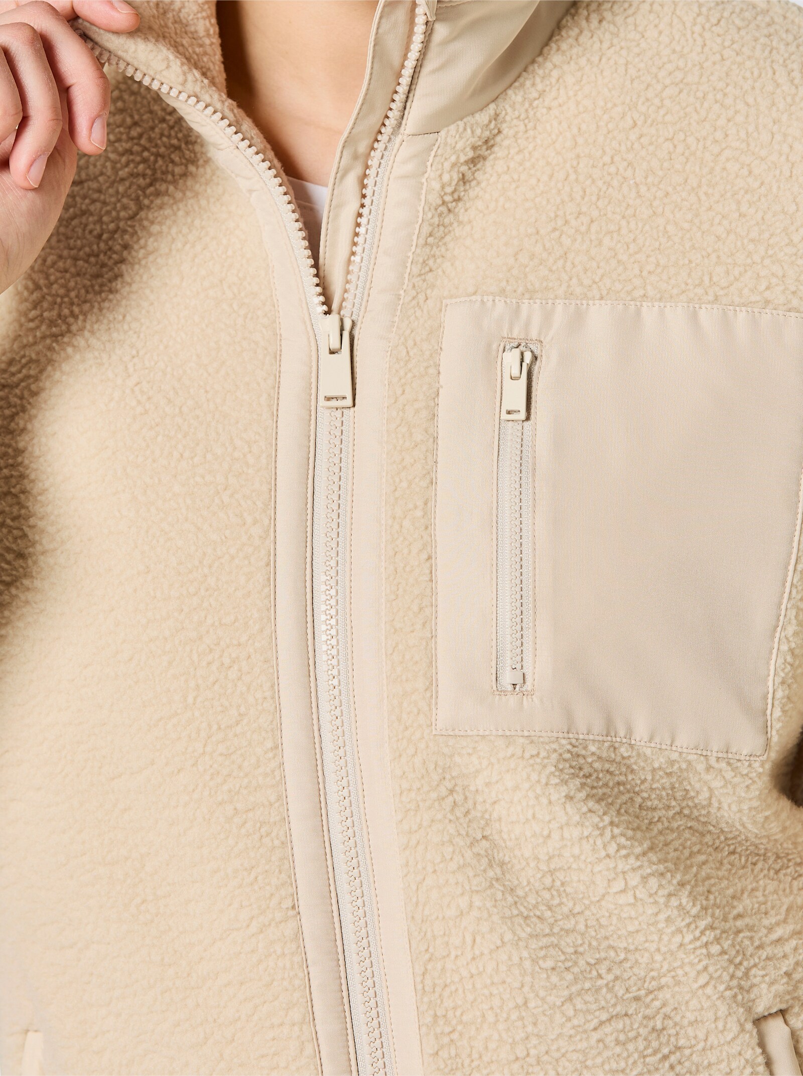 Catamaran Sports Teddy-Jacke mit 3 Reißverschluss-Taschen - sand