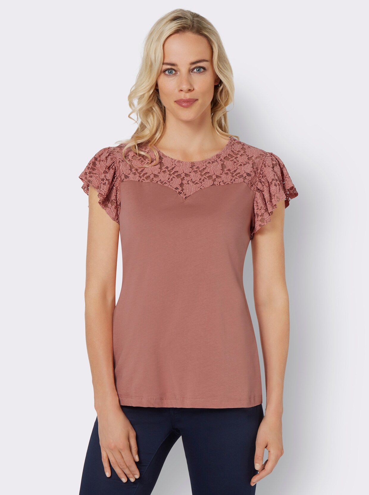 Kanten shirt - rozenhout