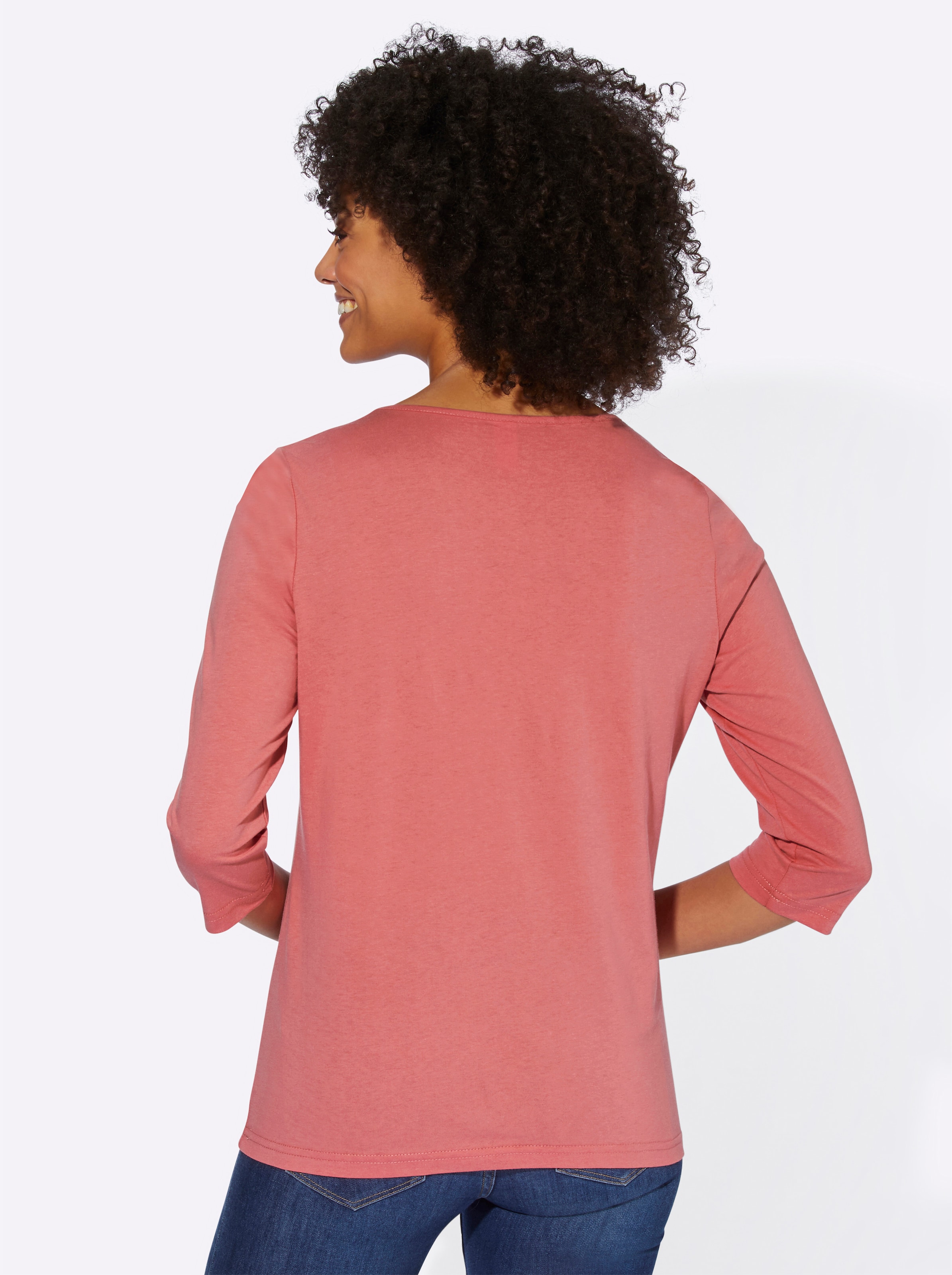 LS Run günstig Kaufen-3/4-Arm-Shirt in flamingo von heine. 3/4-Arm-Shirt in flamingo von heine <![CDATA[Leinen los für dieses Shirt mit maritimem Segelboot-Motiv im Vorderteil. Mit Rundhals-Ausschnitt und 3/4-Ärmeln.]]>. 