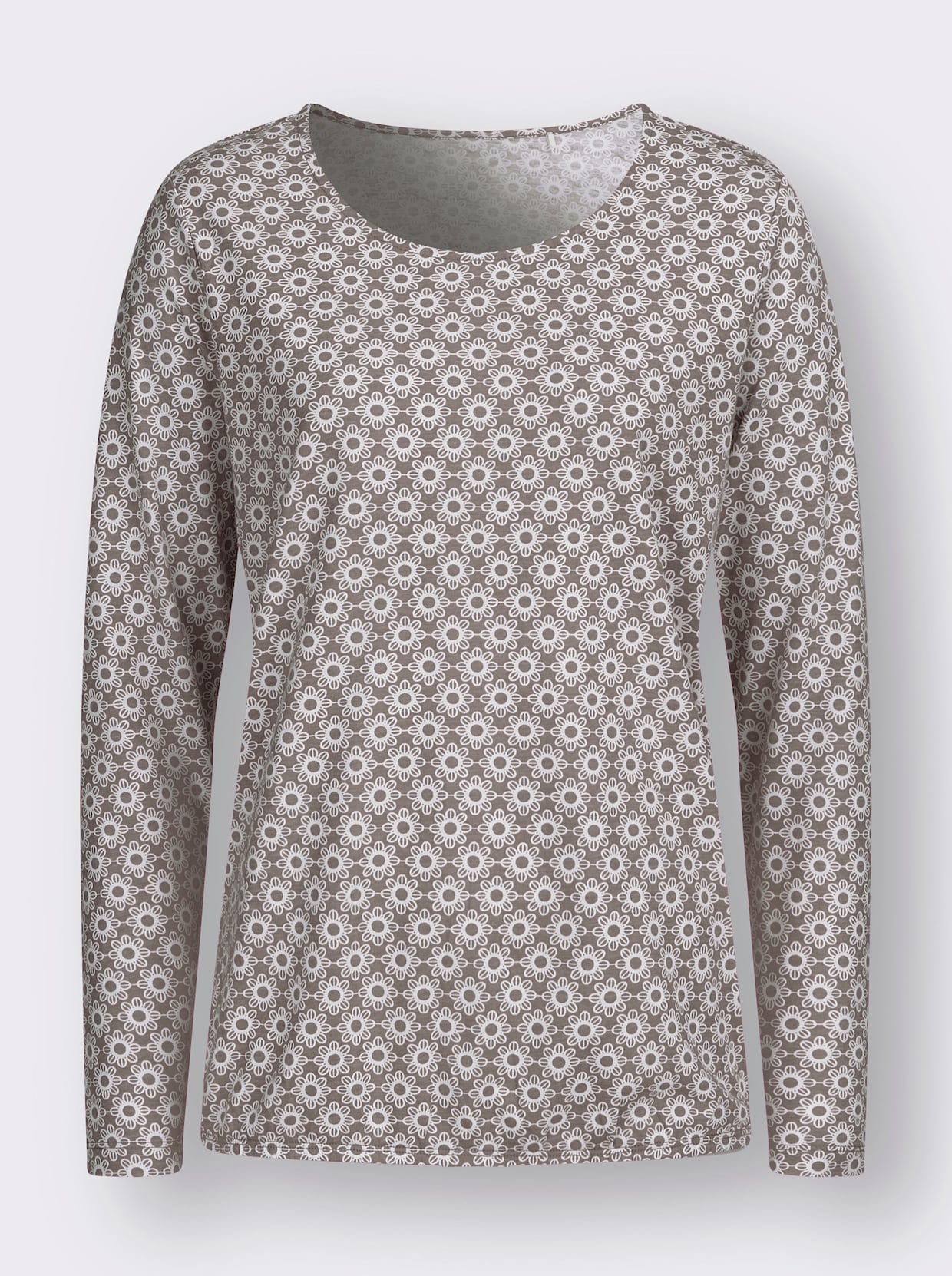 Shirt met lange mouwen - taupe/ecru geprint