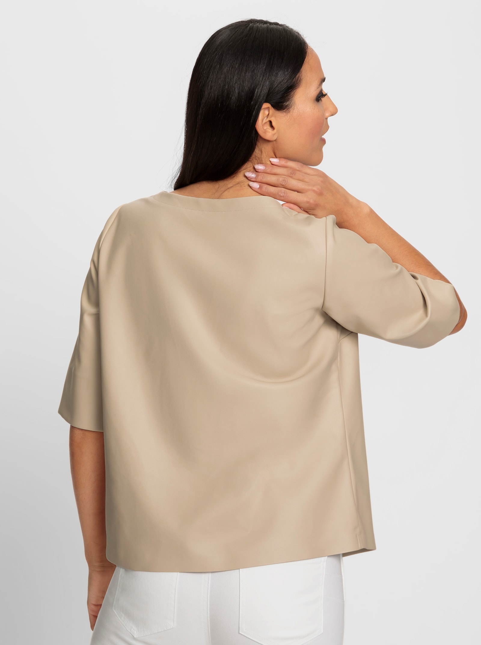 heine Blusenshirt aus Leder-Imitat - beige