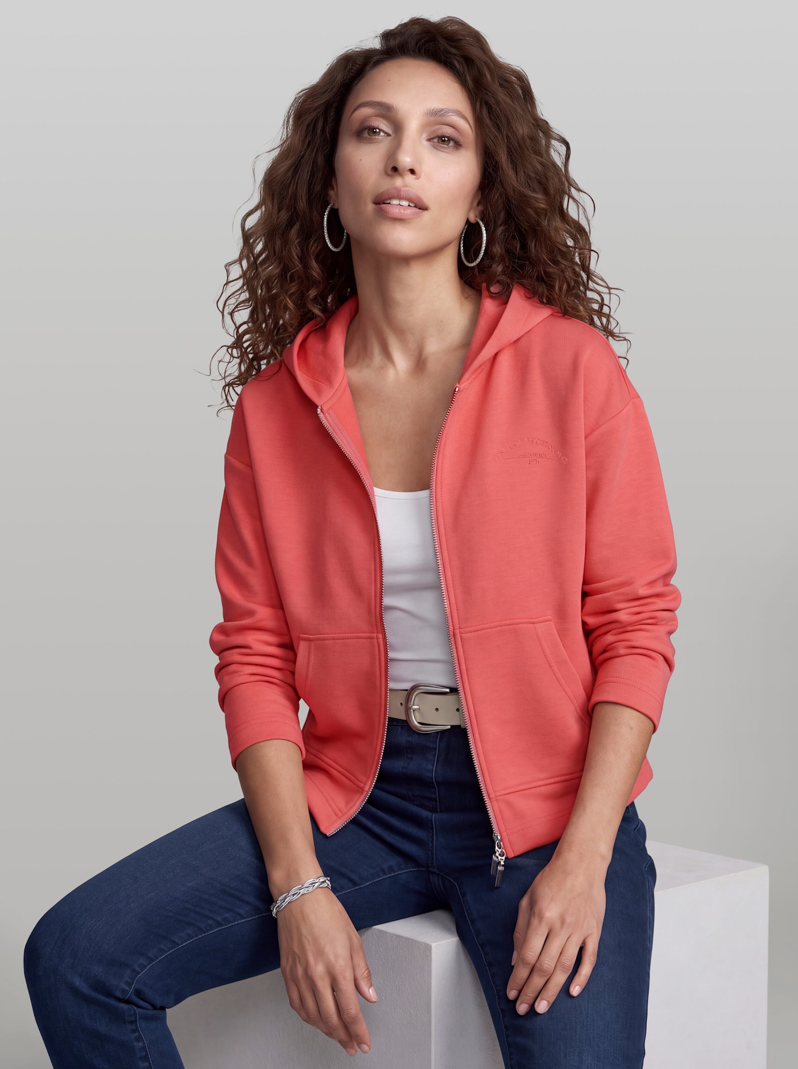 heine Sweatjacke mit Kapuze - grapefruit