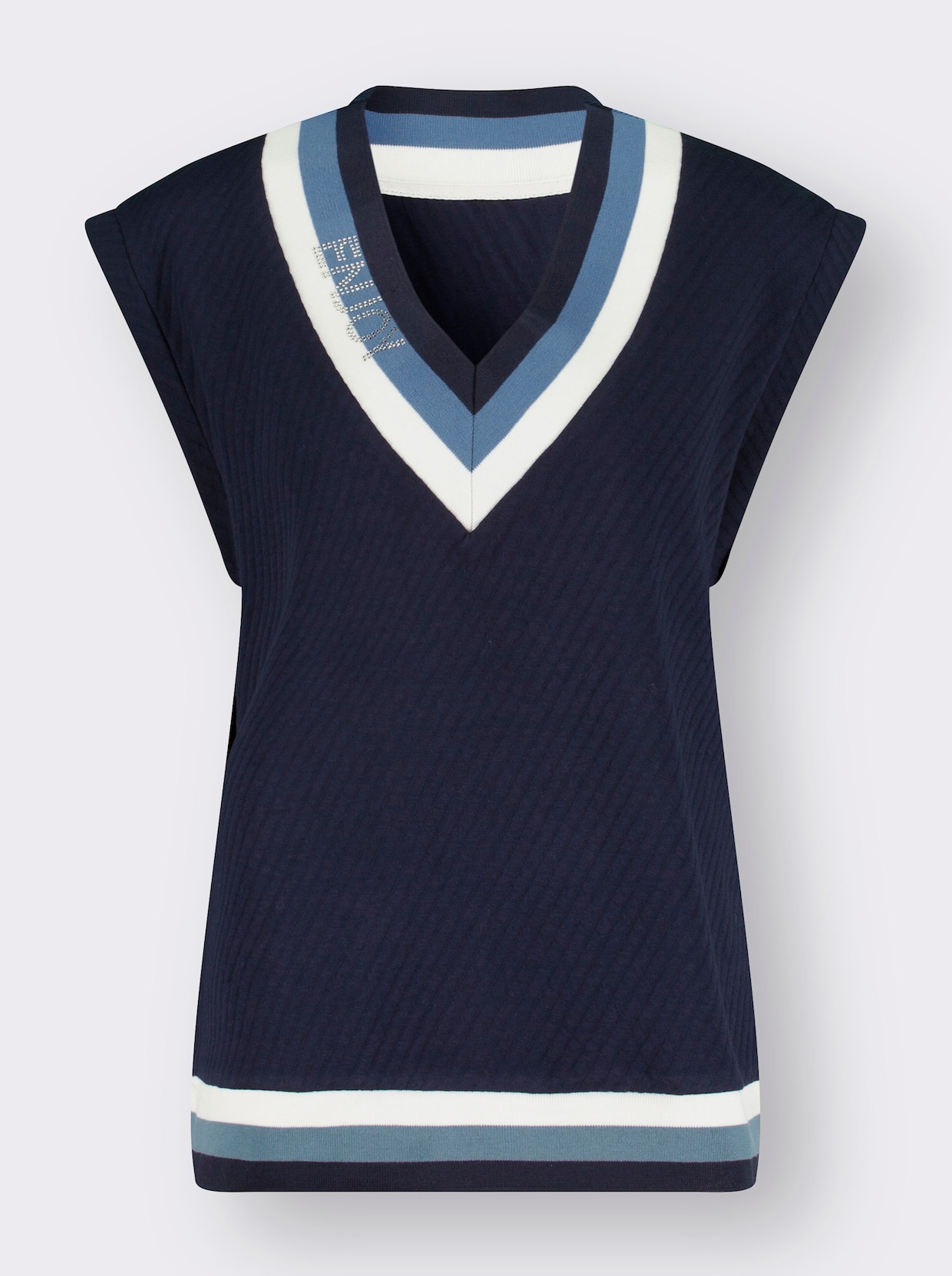 Slip-over - Marine/middenblauw gedessineerd