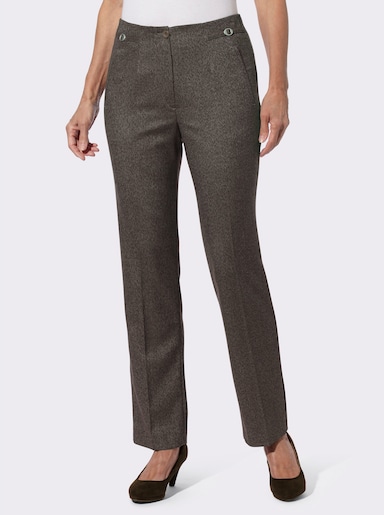 Webhose mit aufgenähten Bändern - dunkeltaupe-meliert