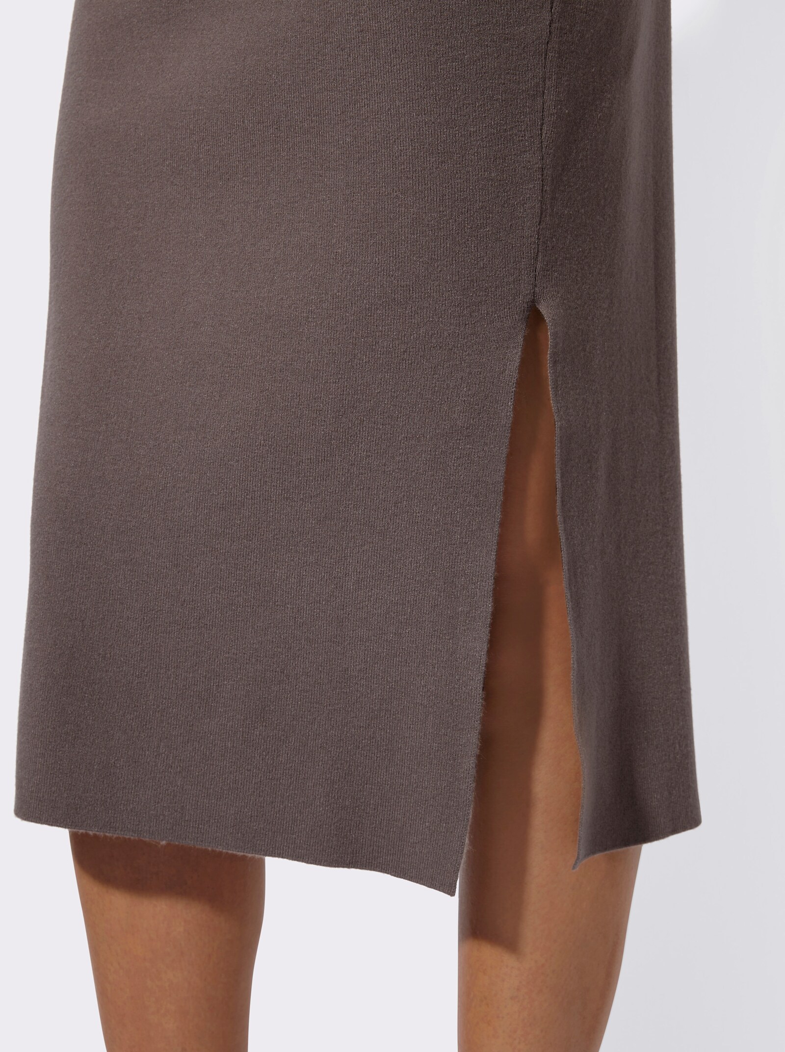 Strickrock mit Schmuckspange - dunkeltaupe