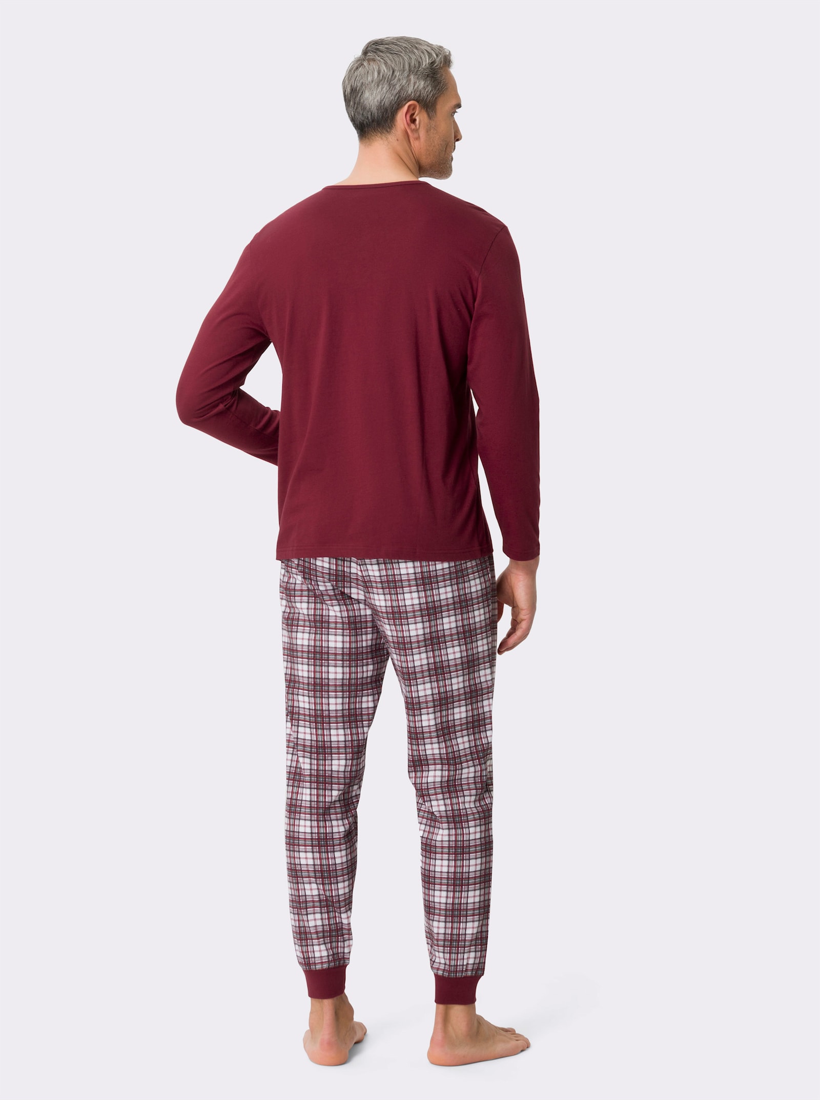 Schlafanzug - dunkelrot-kariert