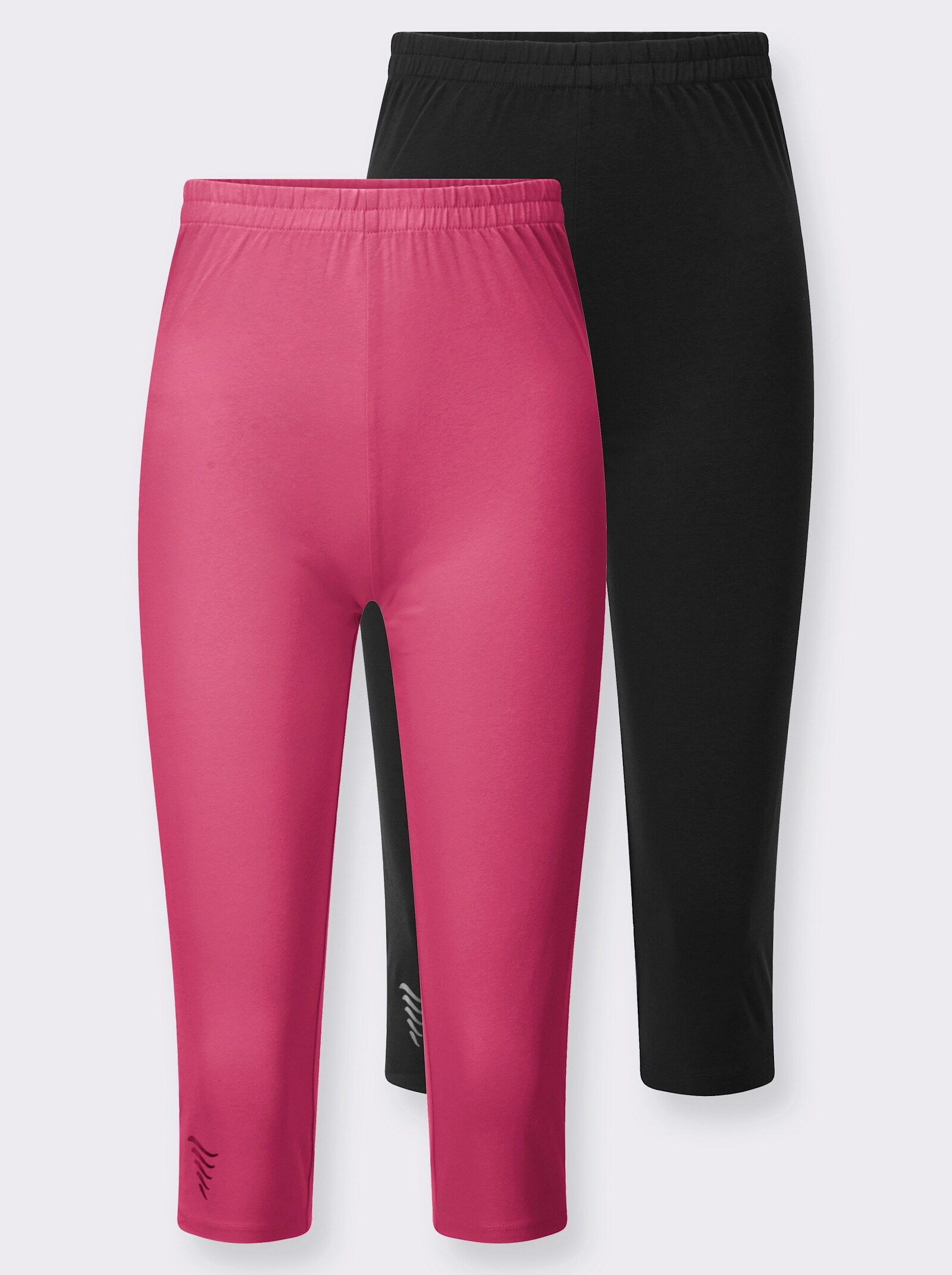 Caprileggings mit silberfarbenem Folien-Print - fuchsia + schwarz