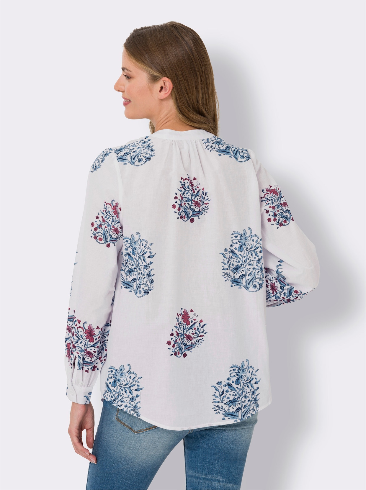 heine Blouse met print - ecru/rood bedrukt