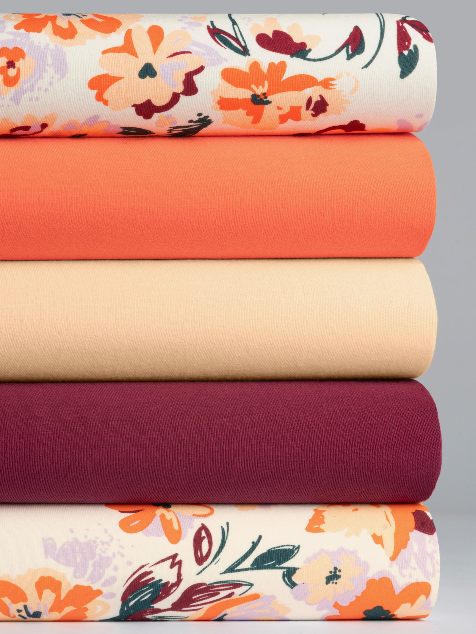 Taillenslip im 5er-Pack - champagner-bedruckt + orange + apricot + bordeaux