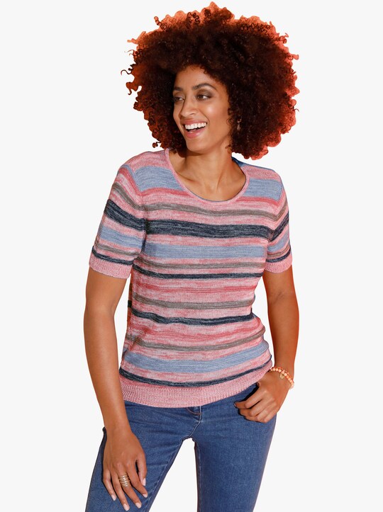 Pullover - flamingo-geringelt