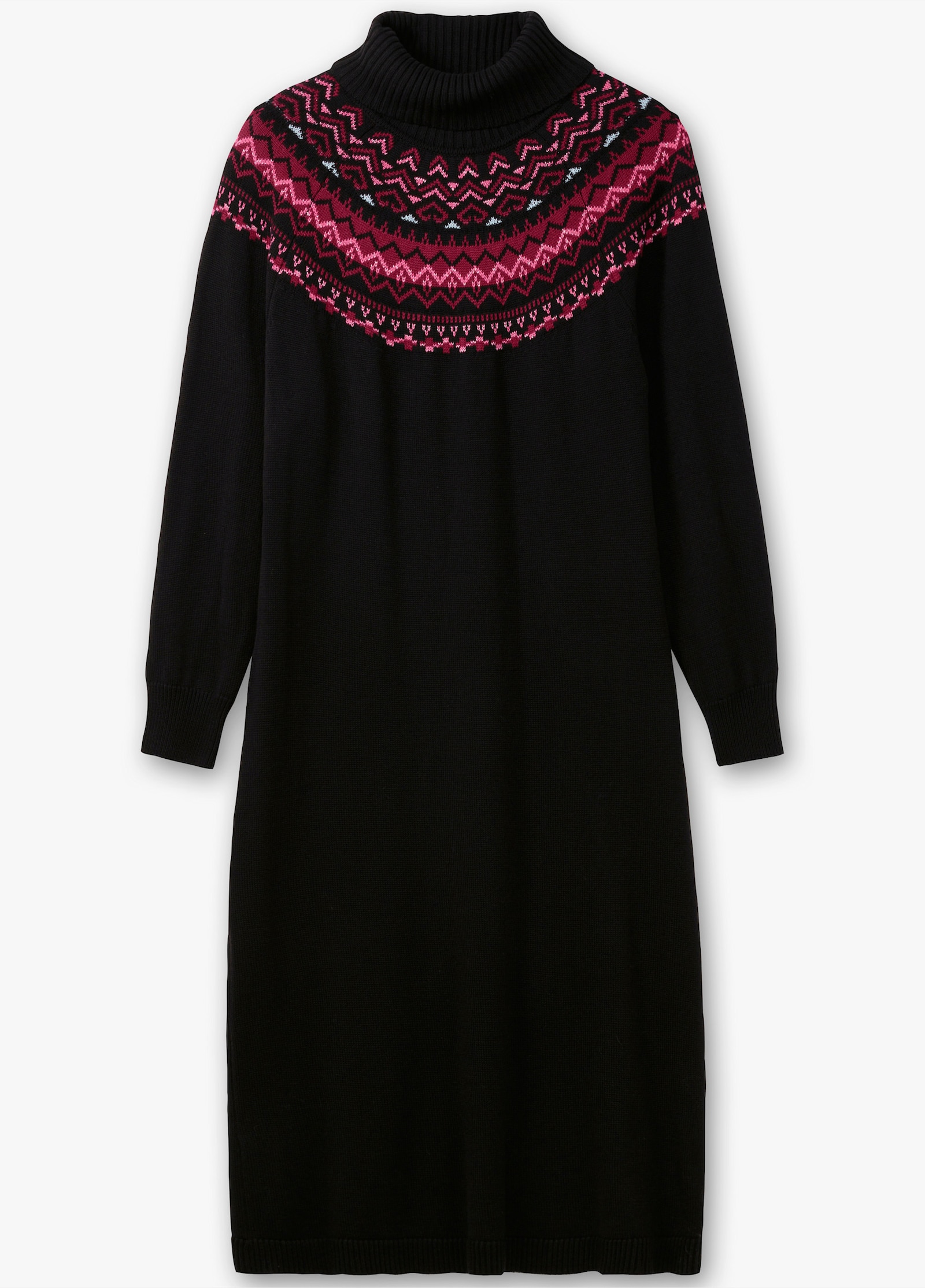 sheego Strickkleid mit Norweger-Muster - schwarz