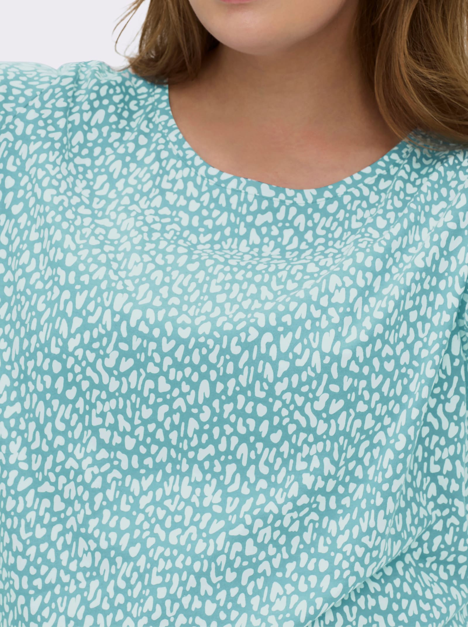 3/4-Arm-Shirt mit Minimal-Druck - weiß-ozean-bedruckt