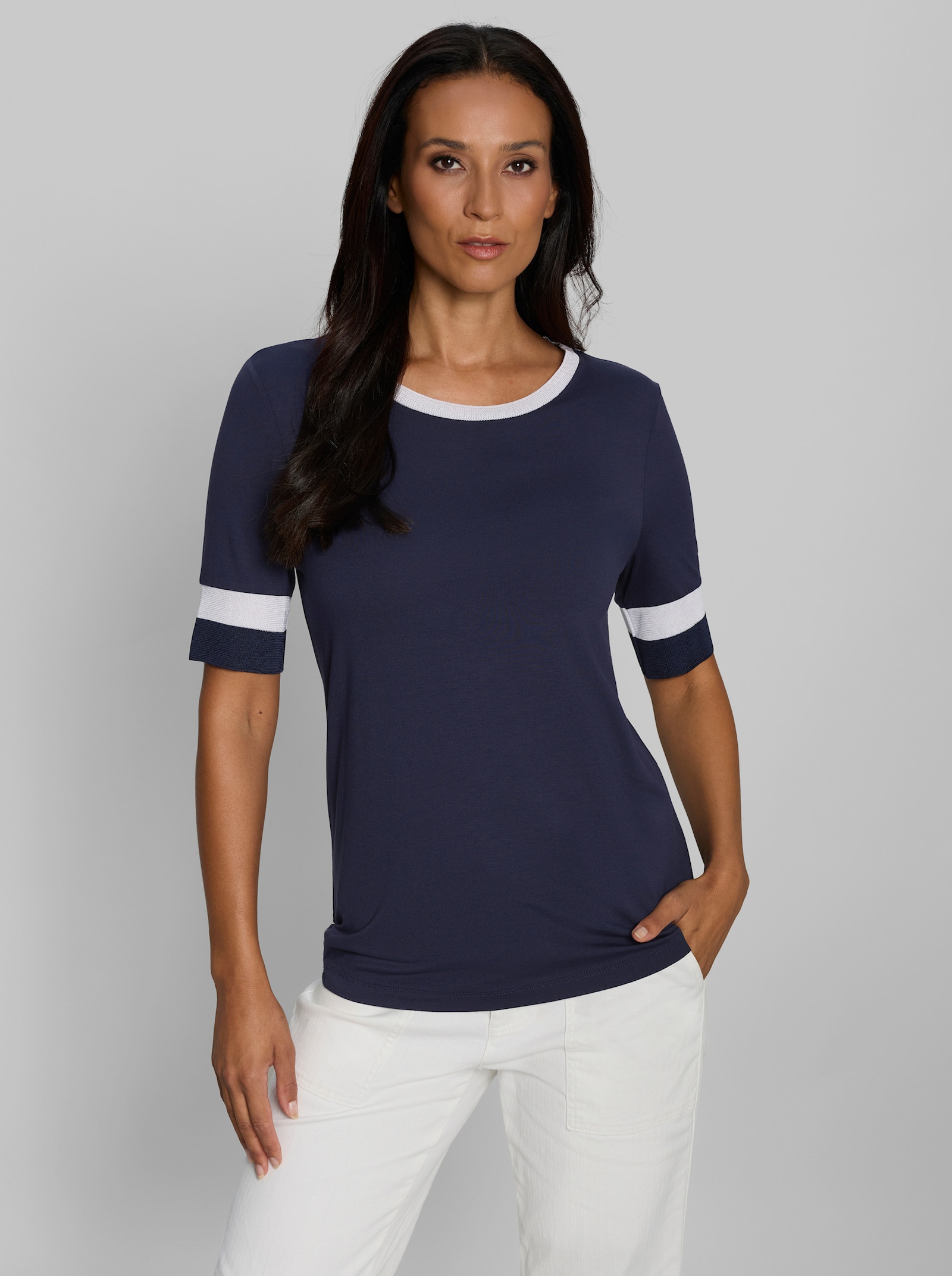 heine Rundhalsshirt mit Glanz-Details - marine