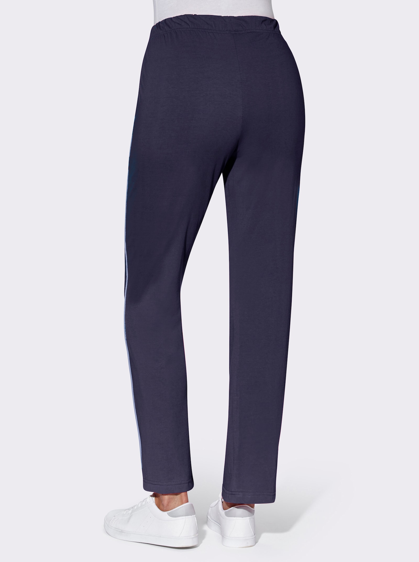 Freizeithose mit kontrastfarbigen Paspeln - nachtblau