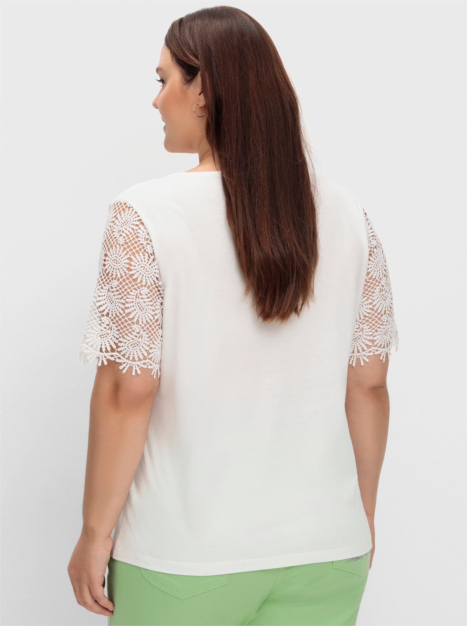 Spitzenshirt mit transparenter Spitze - ecru