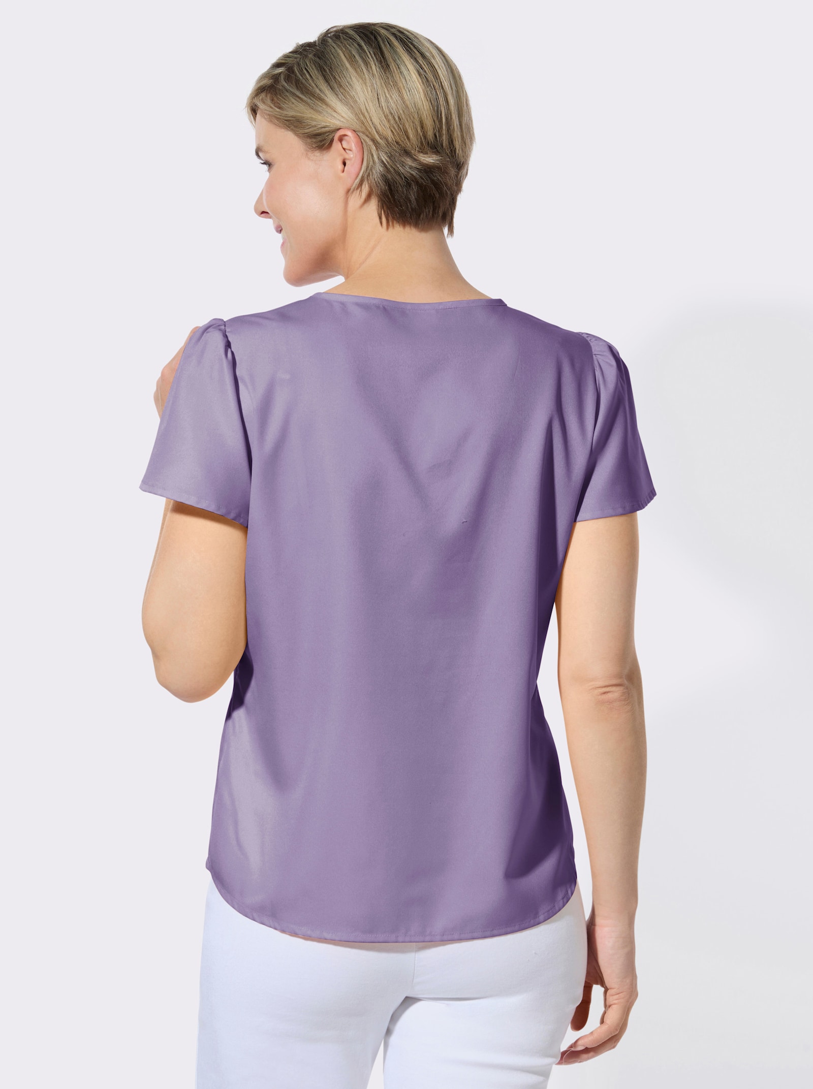 Schlupfbluse mit Flügelärmeln - lavendel