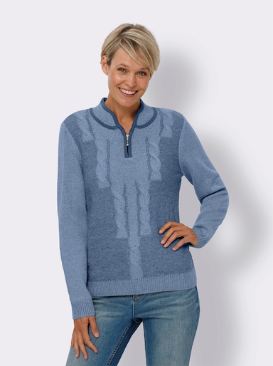 Stehkragenpullover - bleu-meliert