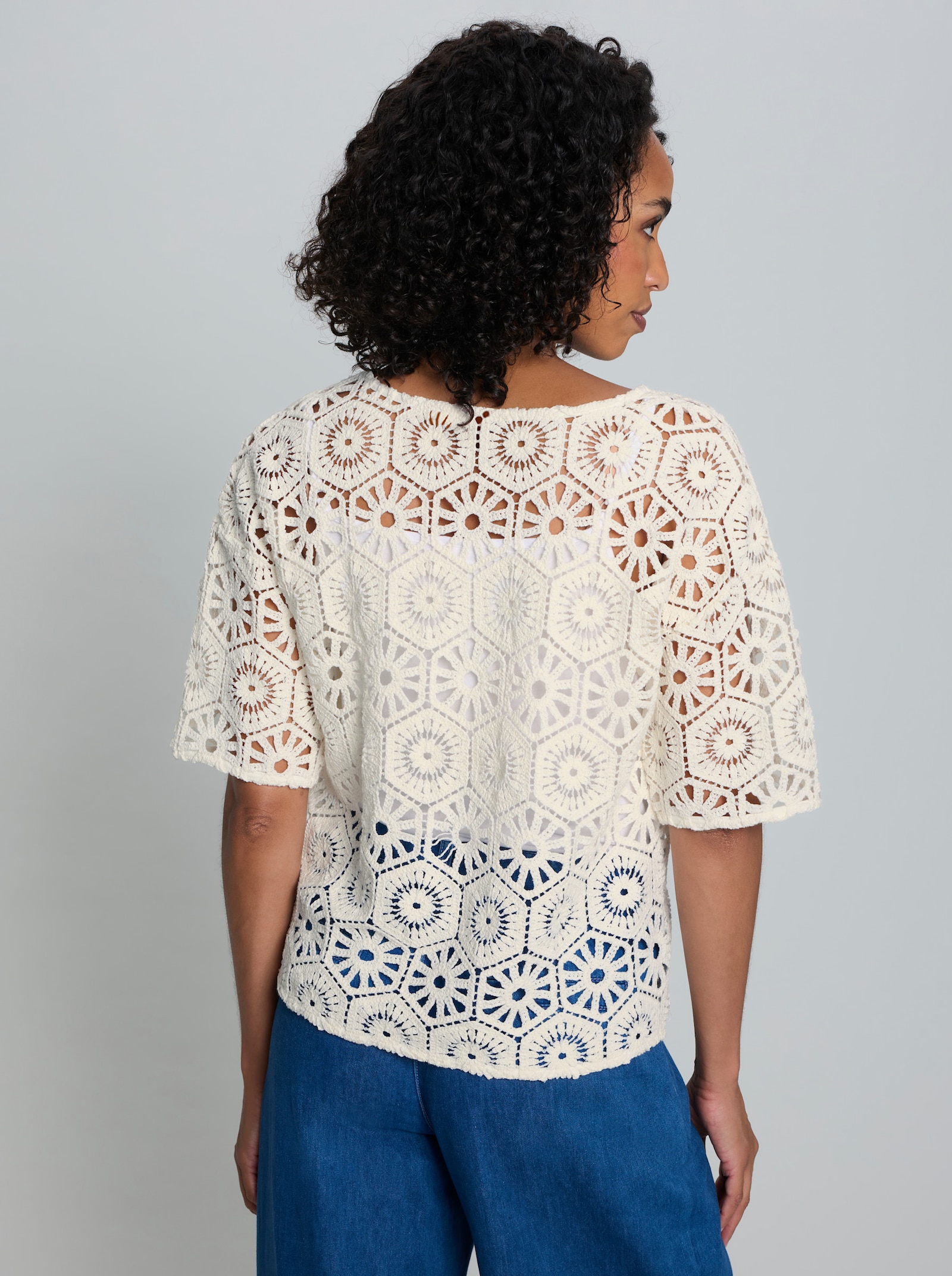 heine Shirt aus Häkelspitze - champagner