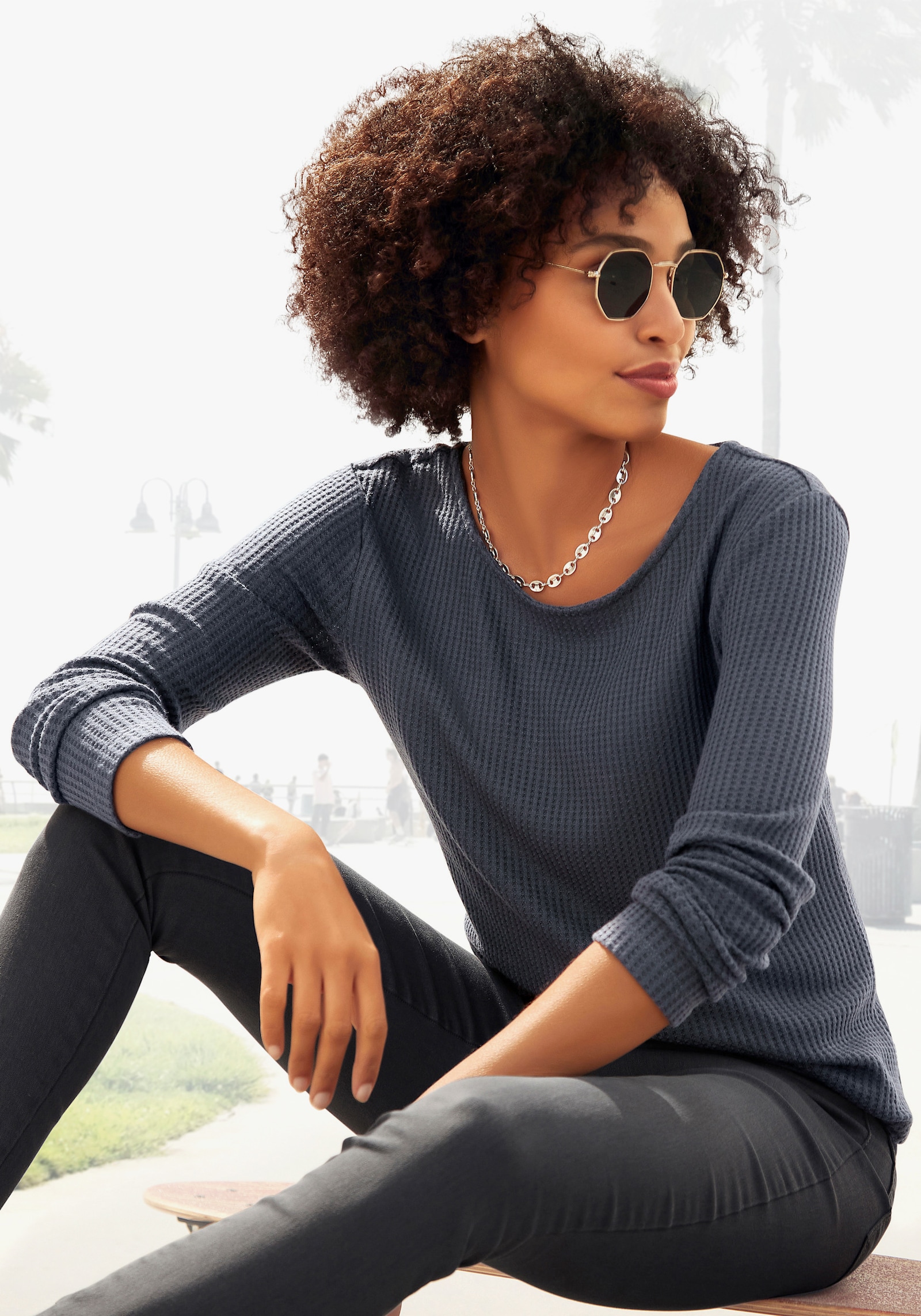 LASCANA Langarmshirt - navy