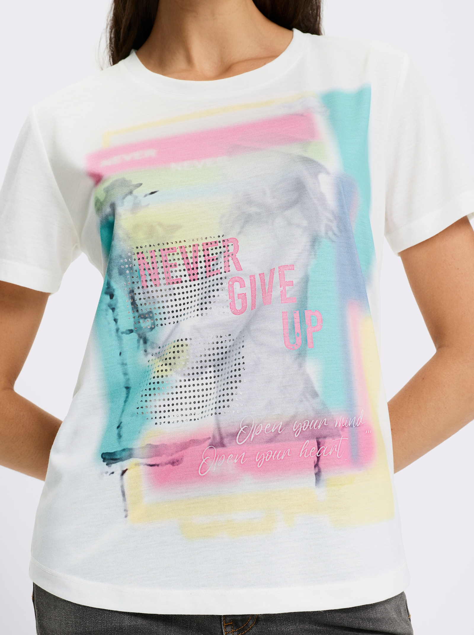 heine T-shirt lich transparant - ecru