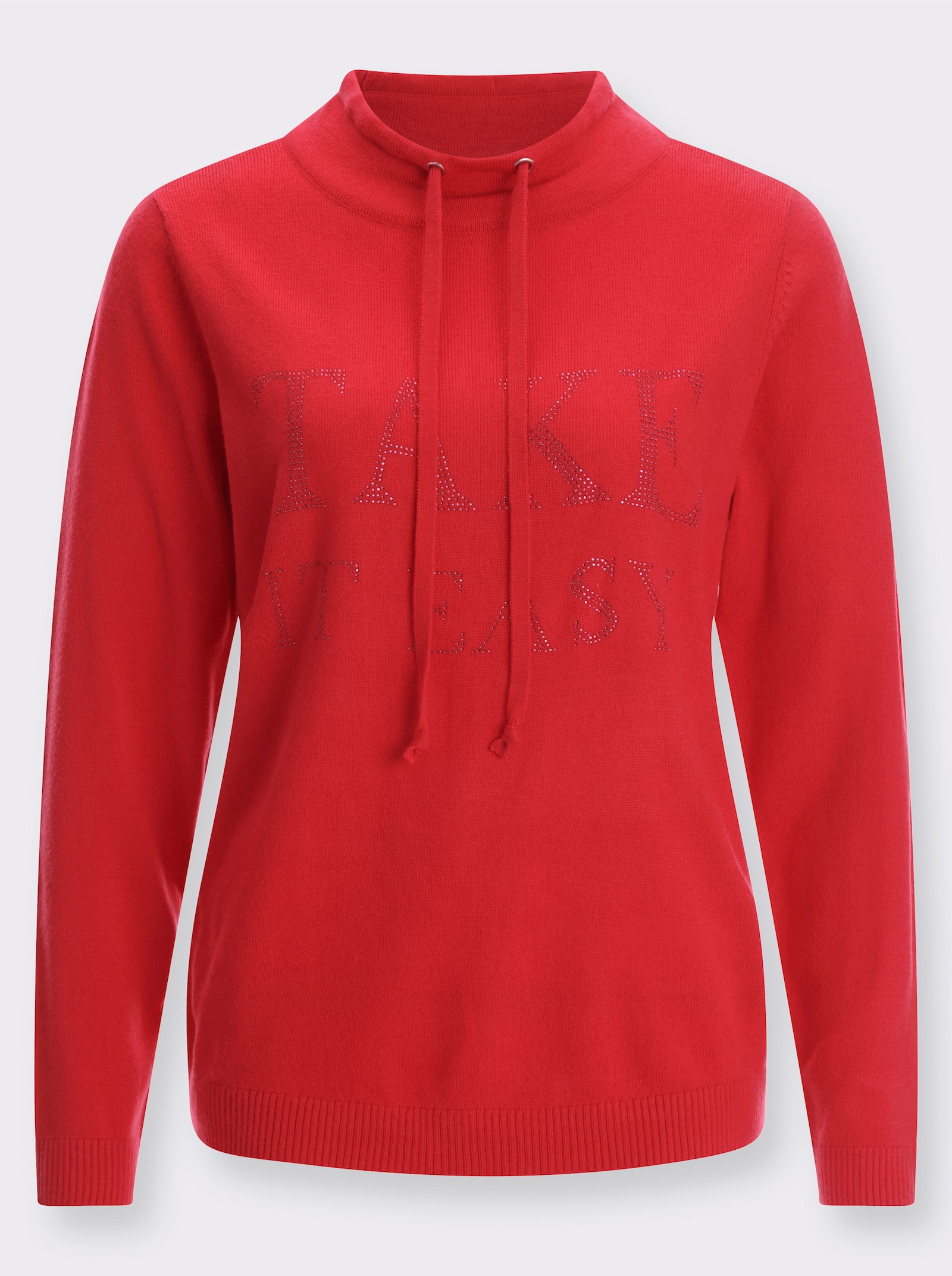 Langarm-Pullover mit Steinchen-Applikationen - pink