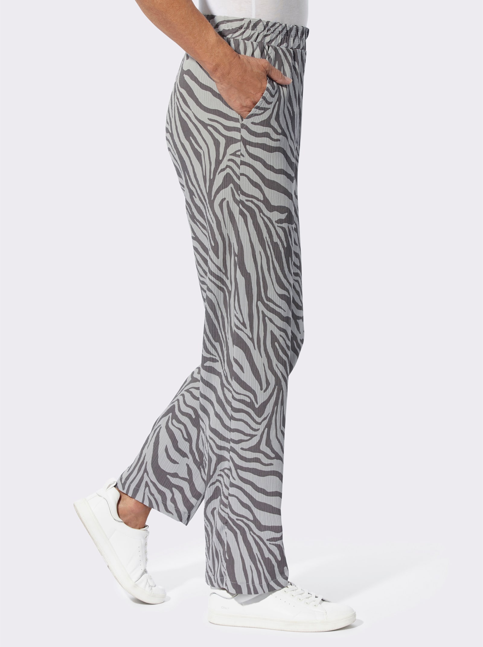 Vrijetijdsbroek met dierenpatroon - steengrijs bedrukt