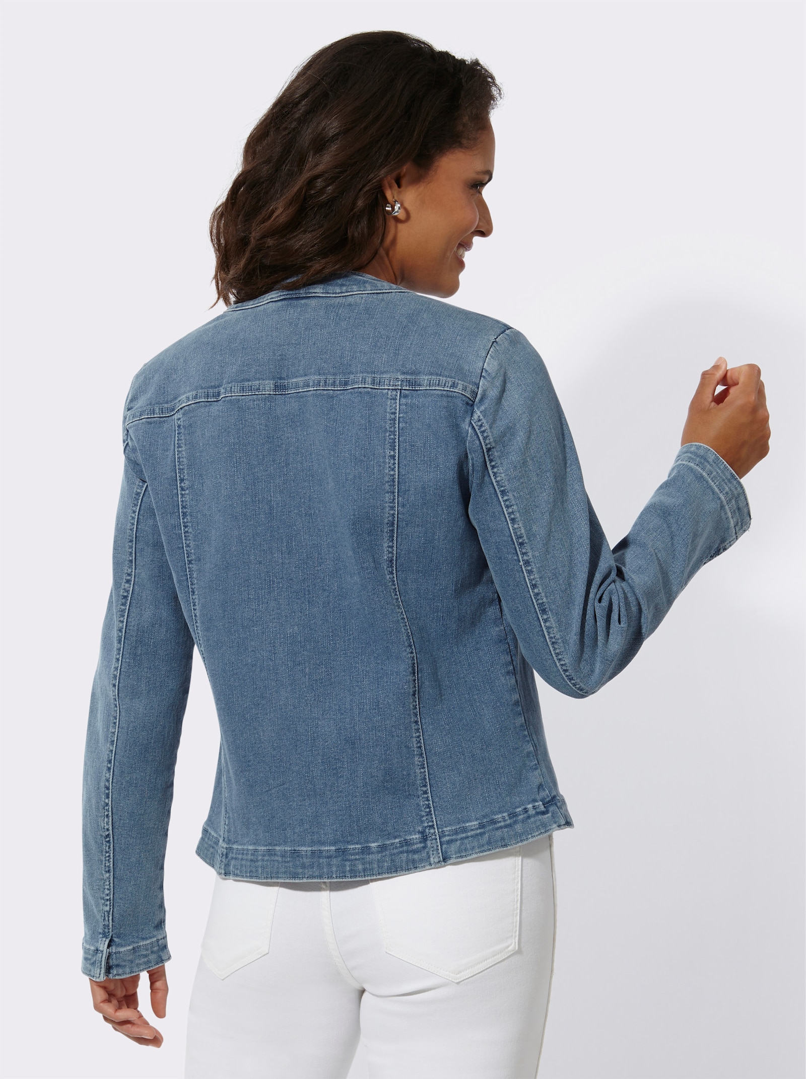 Jeansblazer mit Schulterpolstern - blue-bleached