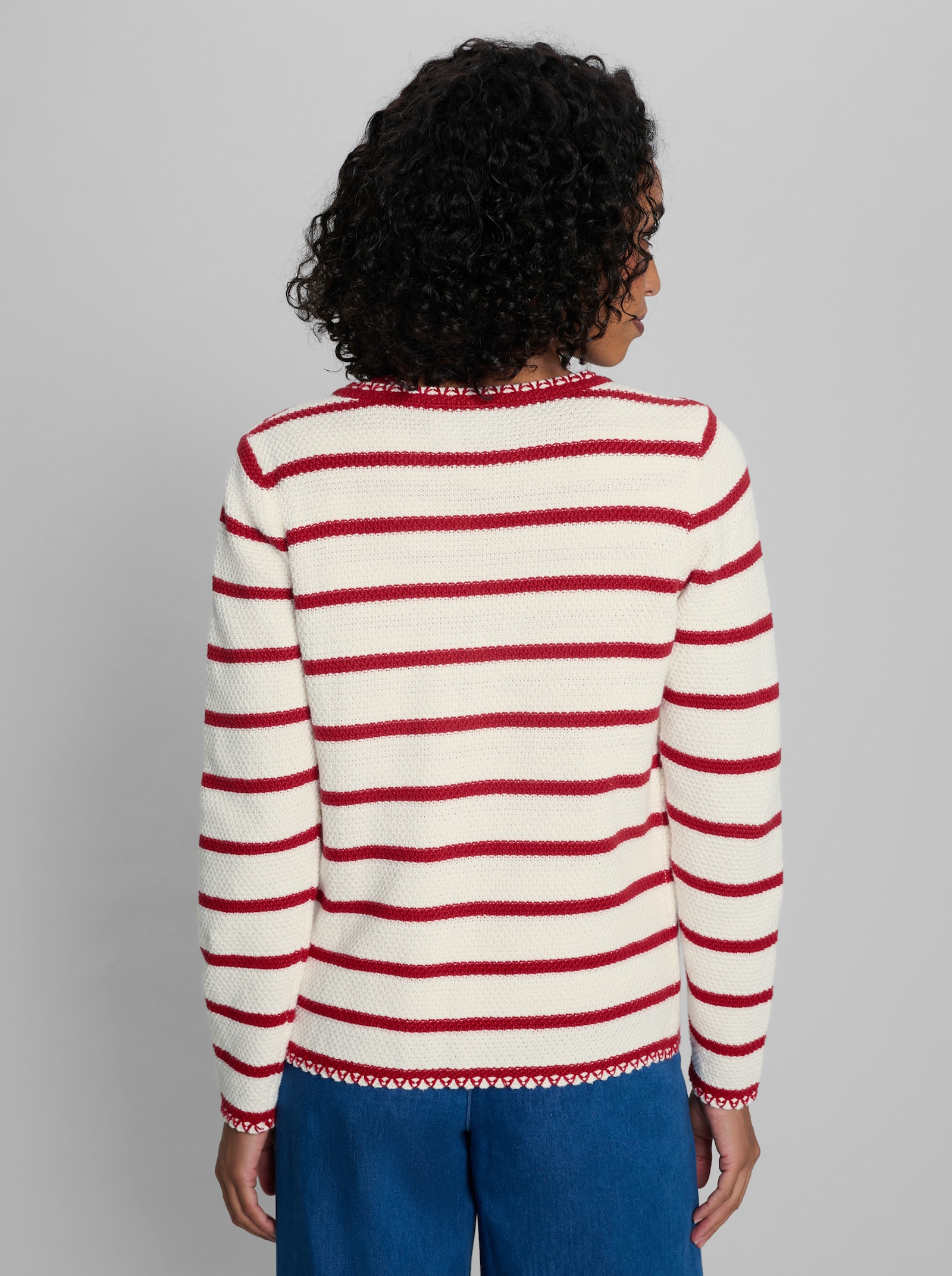 heine Twin-Set - ecru-rot-gestreift