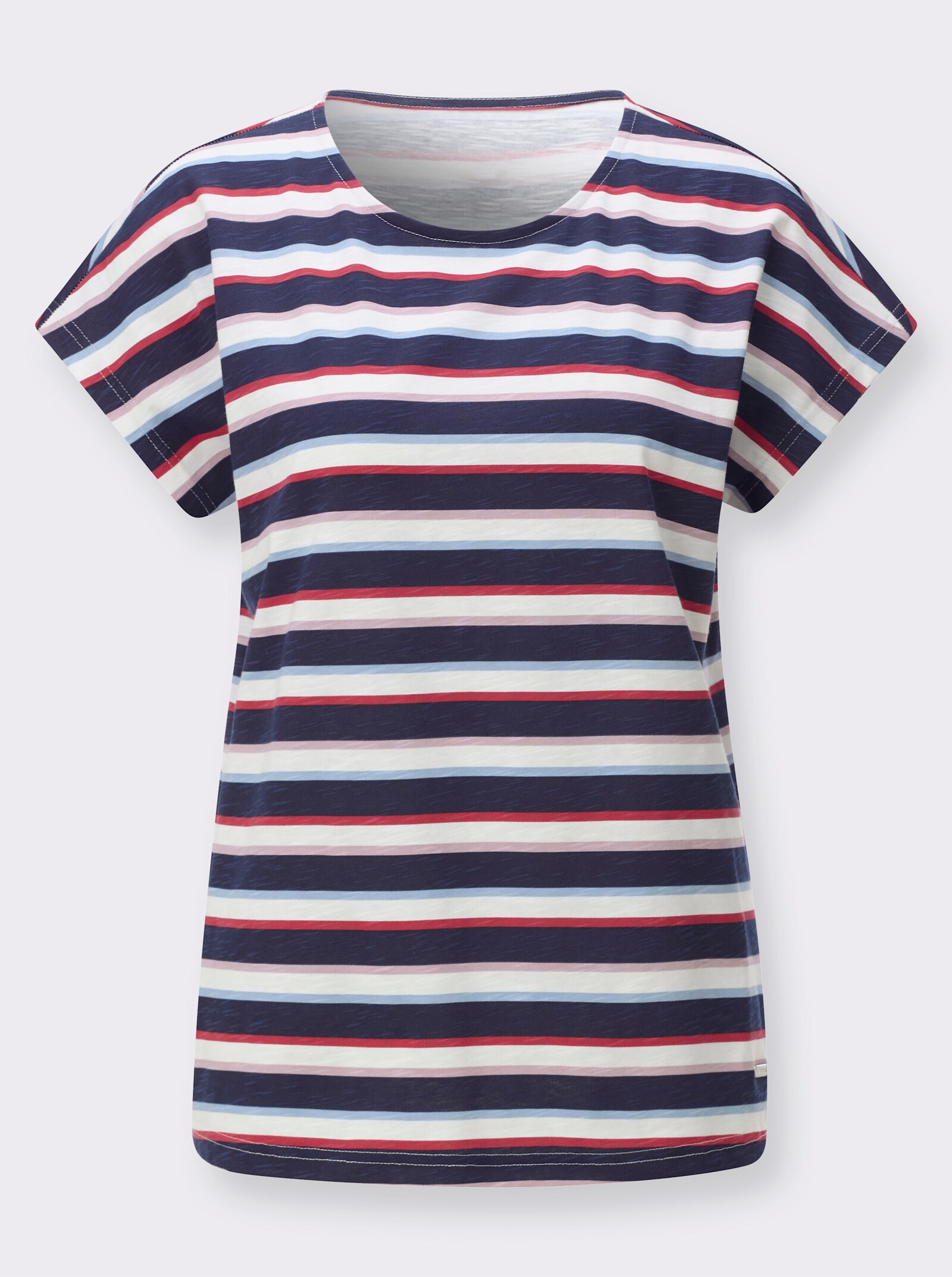 Print-Shirt im Ringel-Dessin - marine-ecru-bedruckt