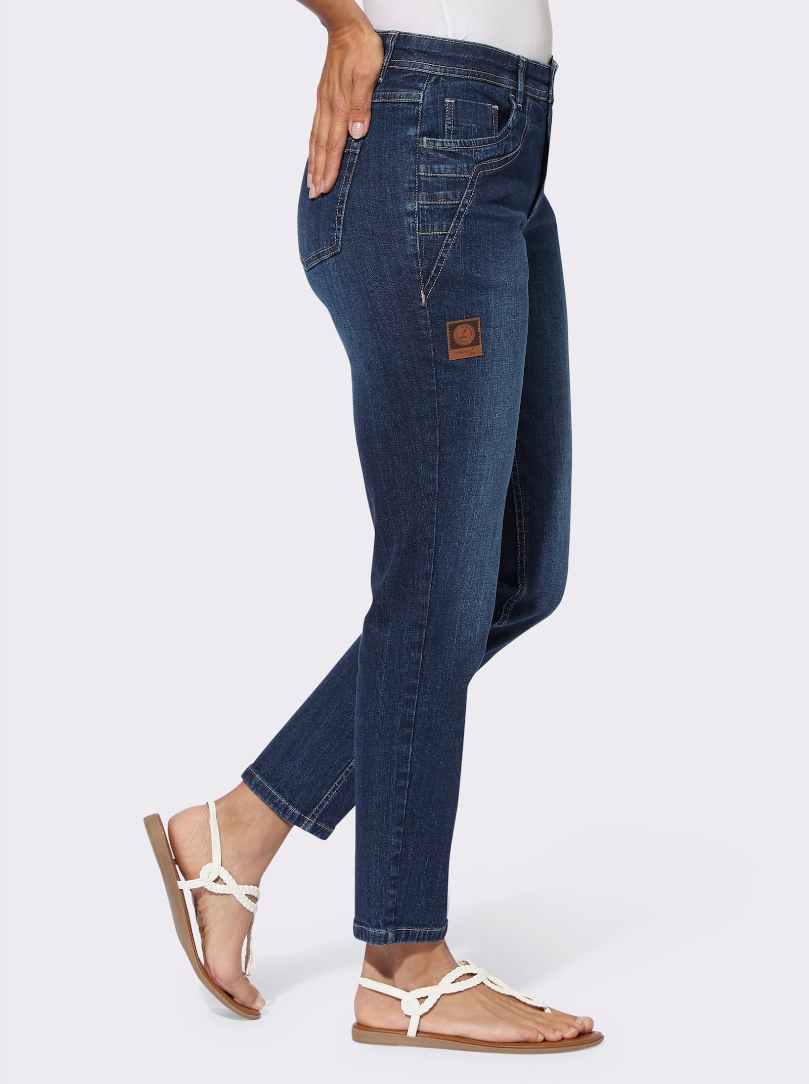 5-Pocket-Jeans mit Ziernähten - blue-stone-washed