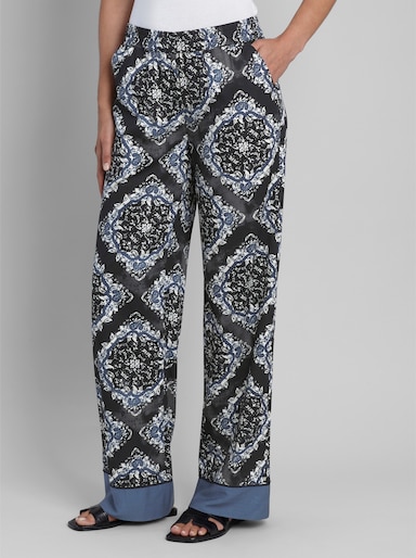 heine Druckhose mit weitem Bein - dunkelblau-champagner-bedruckt
