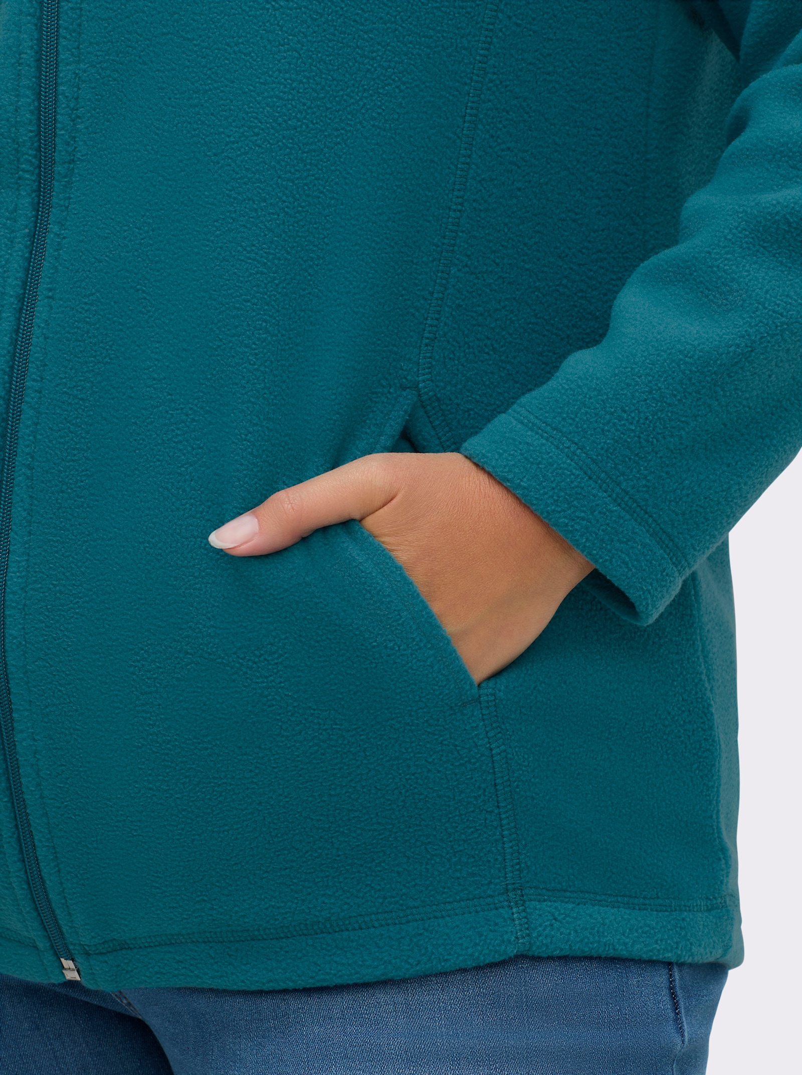 Fleecejacke mit zwei Taschen - petrol