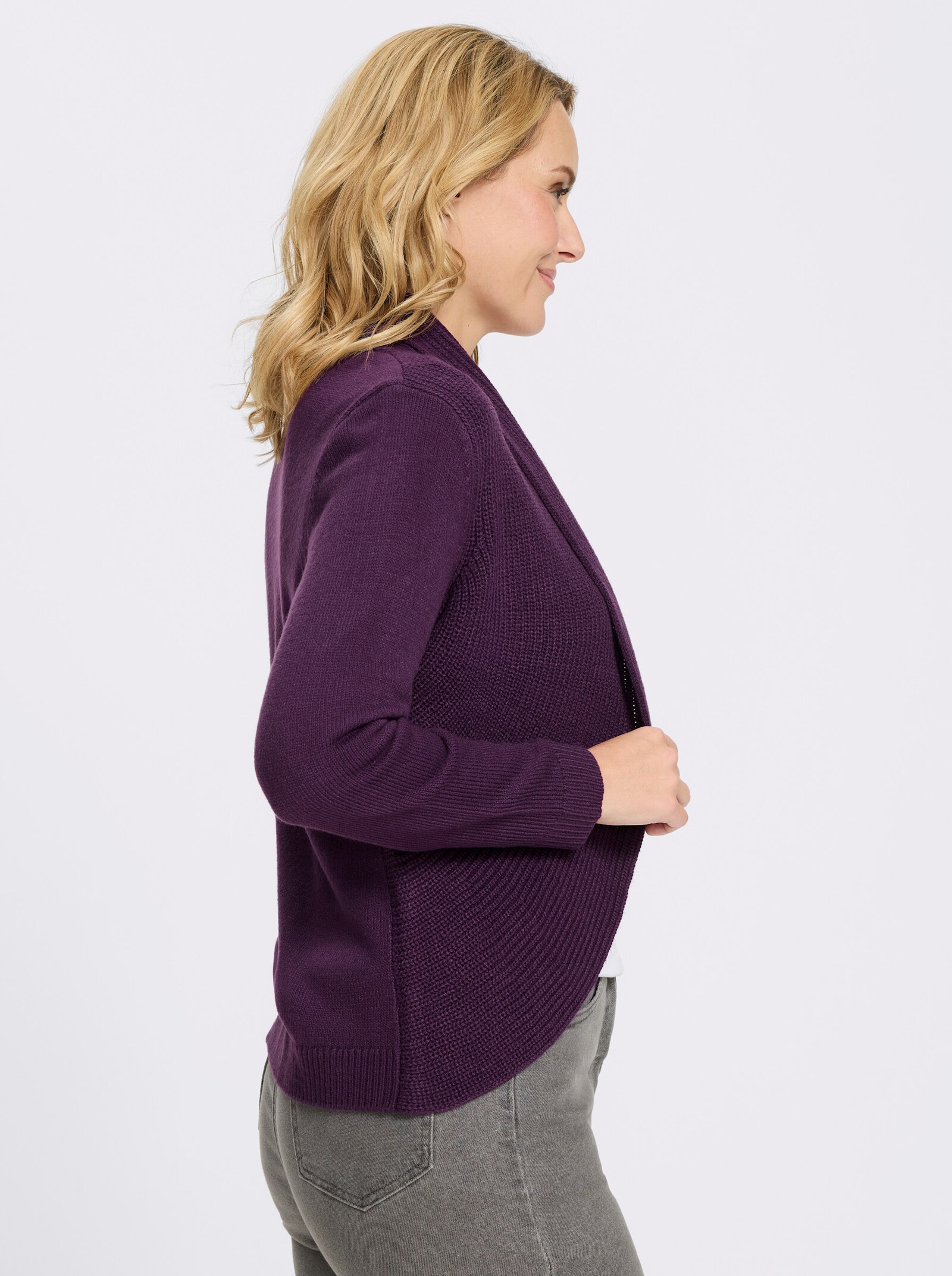 Strickjacke mit Schalkragen - traube