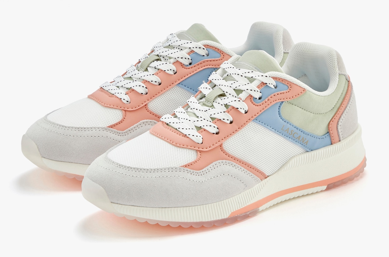 LASCANA Sneaker - grau/koralle