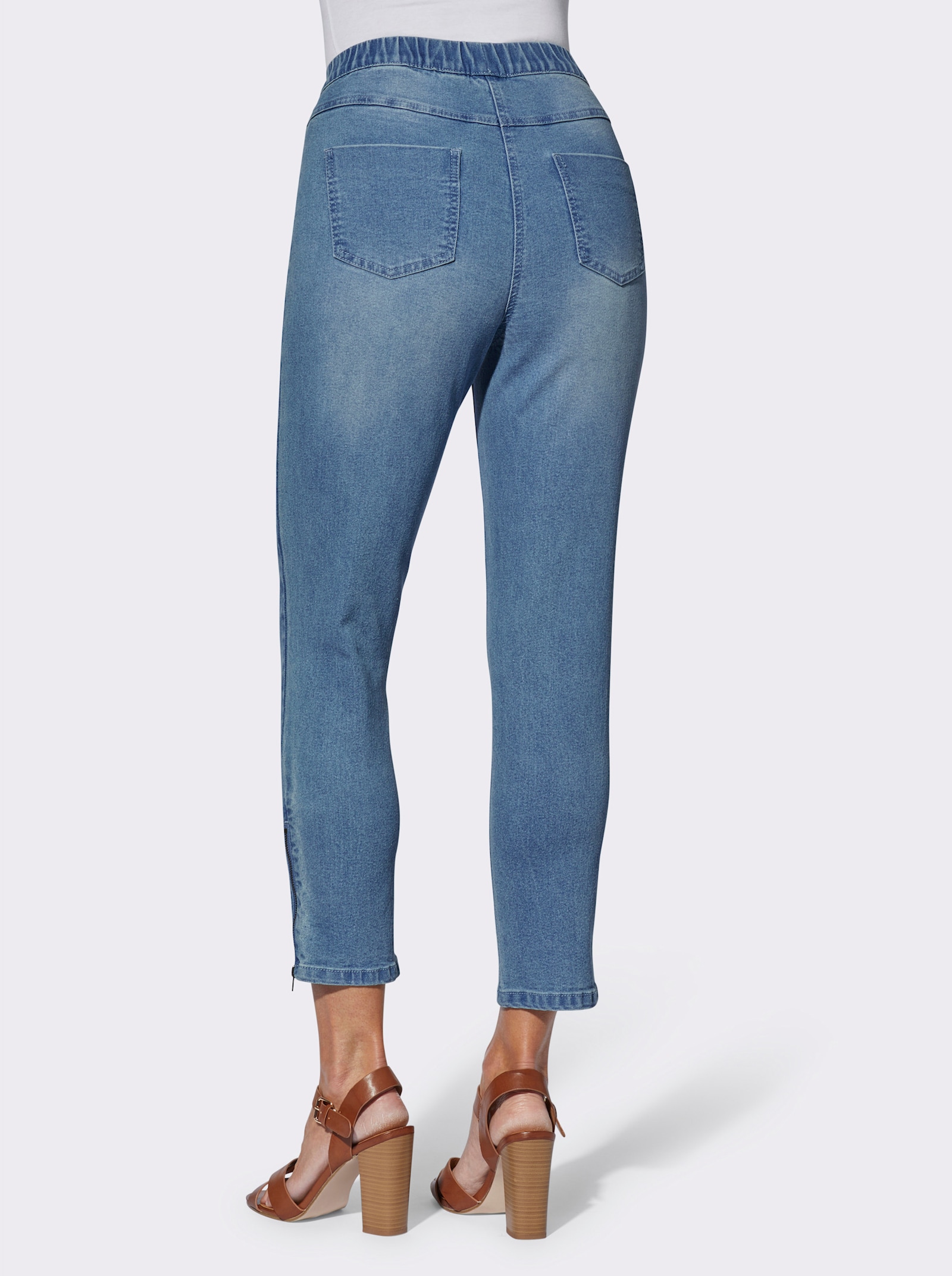 7/8-jeans met ritssluiting op de pijp - blue-bleached