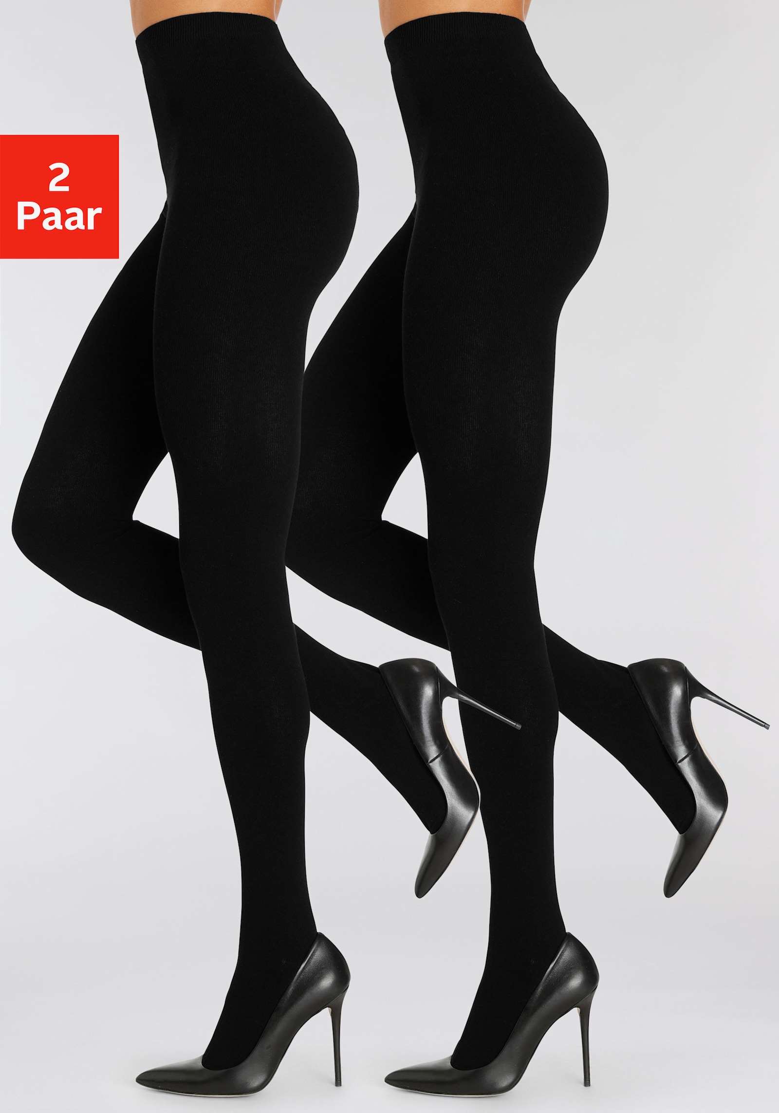 LASCANA Strickstrumpfhose - 2x schwarz