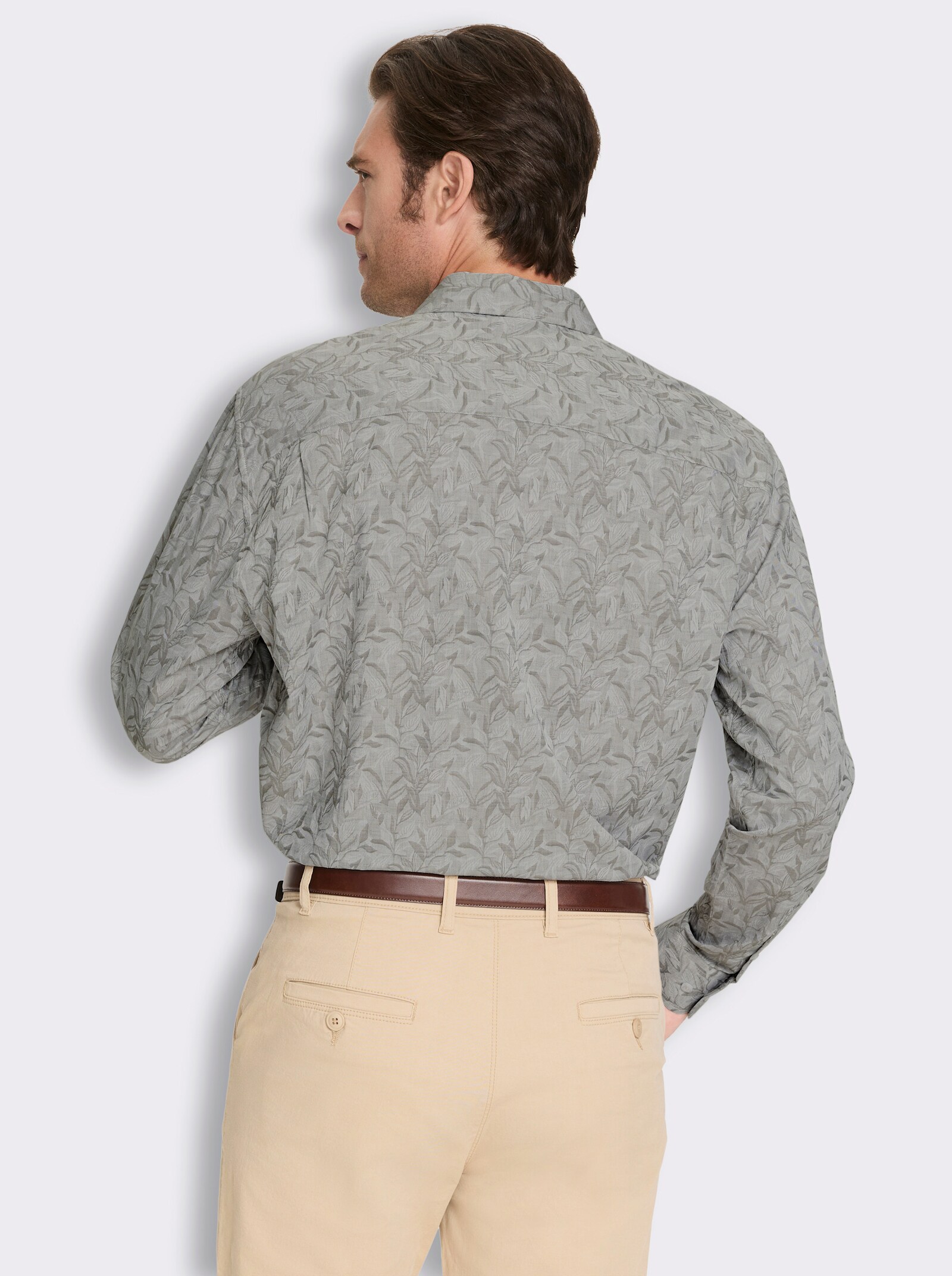 Marco Donati Langarmhemd mit Jacquard-Muster - graphit-gemustert