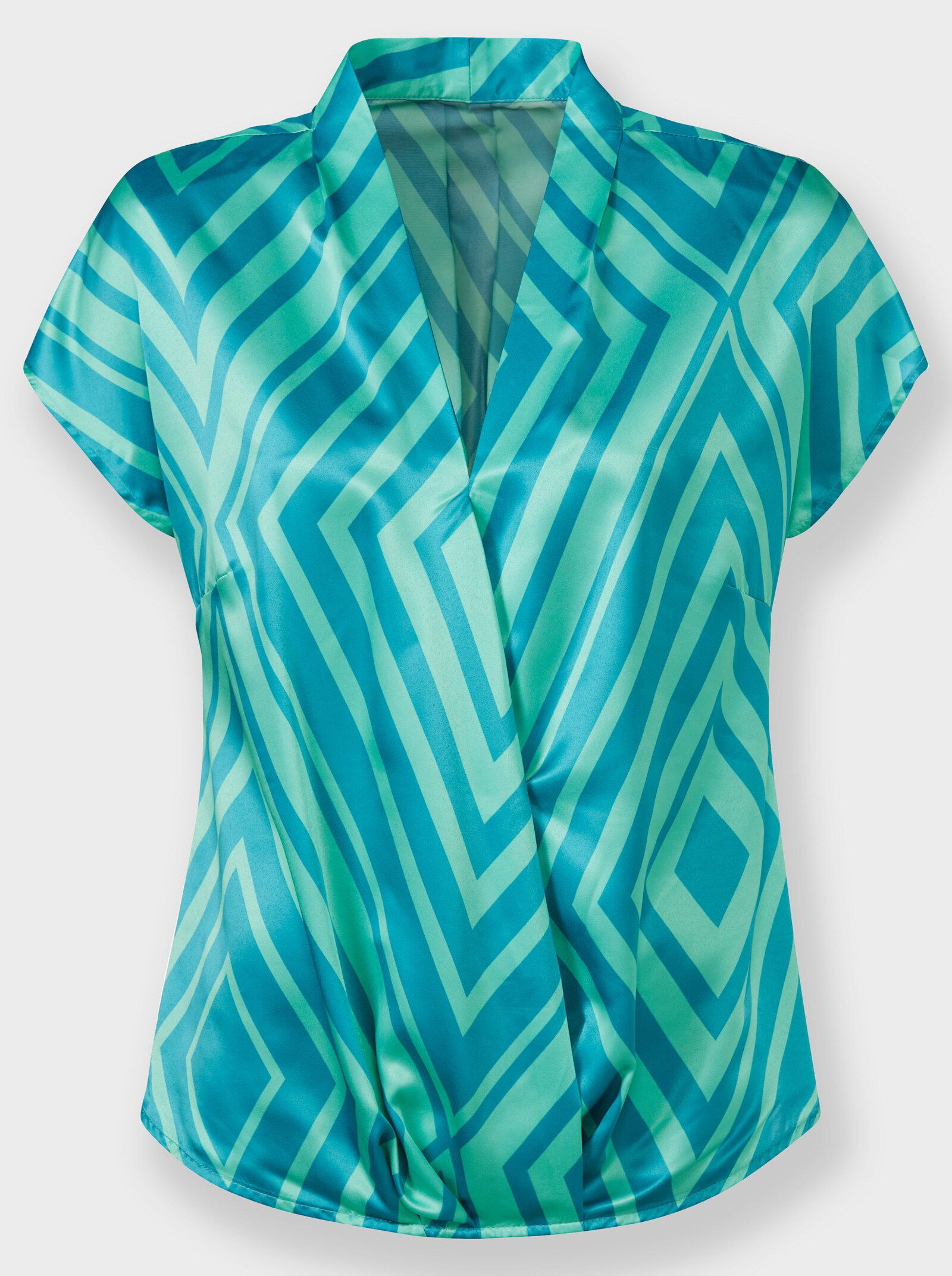 heine Druckbluse aus Satin - türkis-blaugrün-bedruckt