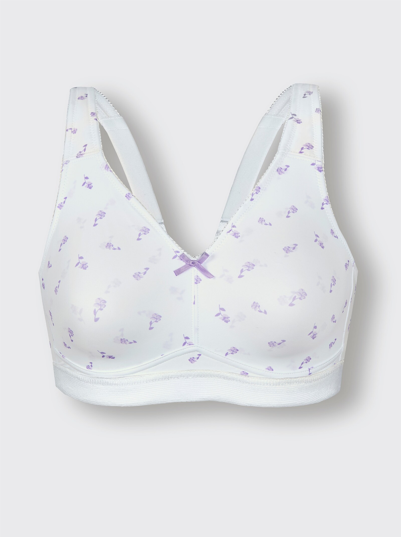 wäschepur Komfort-BH ohne Bügel - weiß-flieder-bedruckt